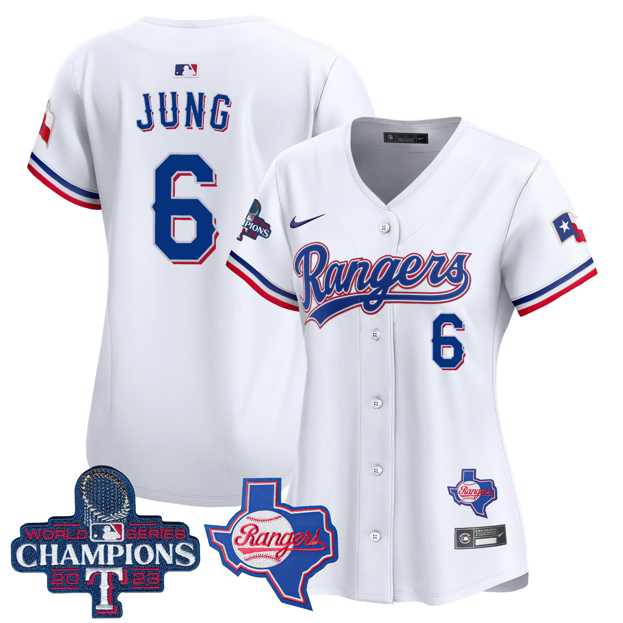 Josh Jung Women's Texas Rangers World Series Champions Vapor Premier Limited V2 White Jersey - All Stitched
