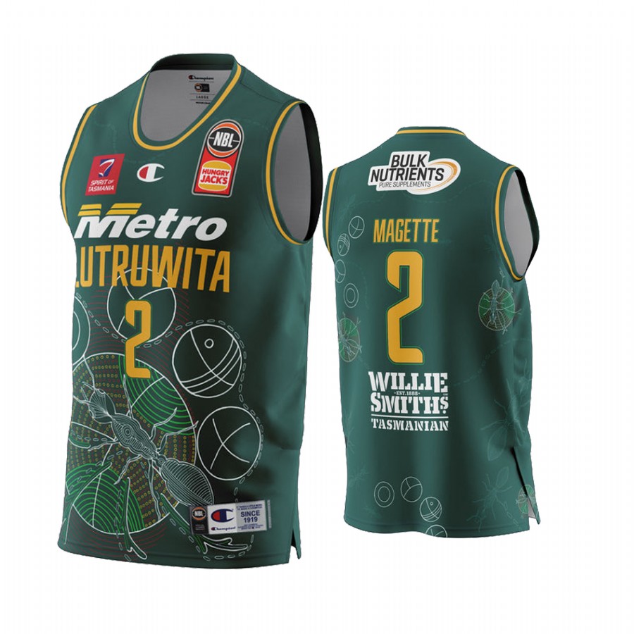 Josh Magette Tasmania JackJumpers NBL Indigenous Round 2022 Jersey #2 Green Special Edition Uniform