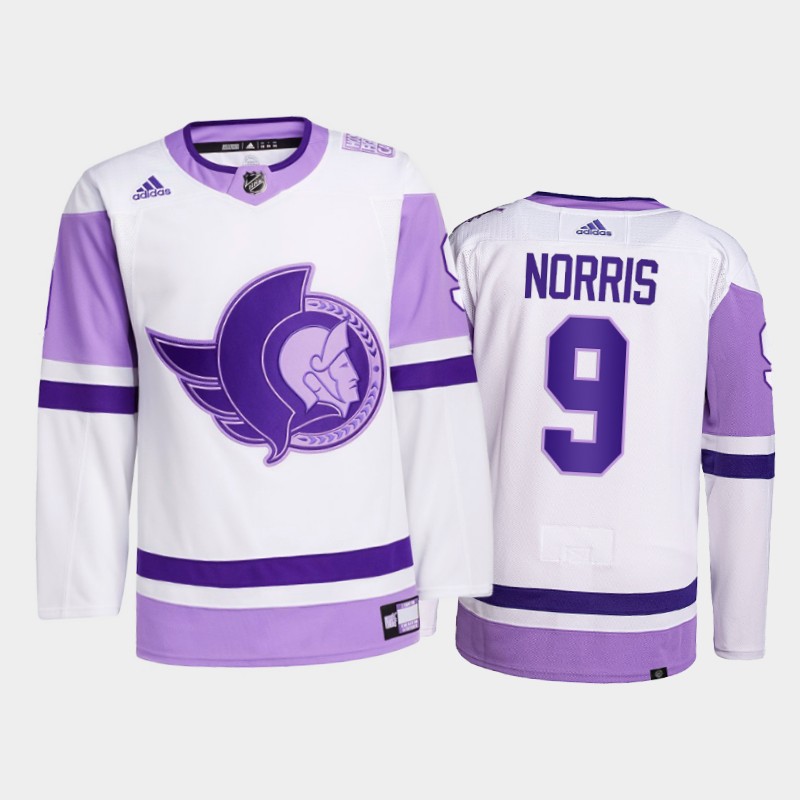 Josh Norris #9 Ottawa Senators 2021 FightsCancer White Primegreen Jersey