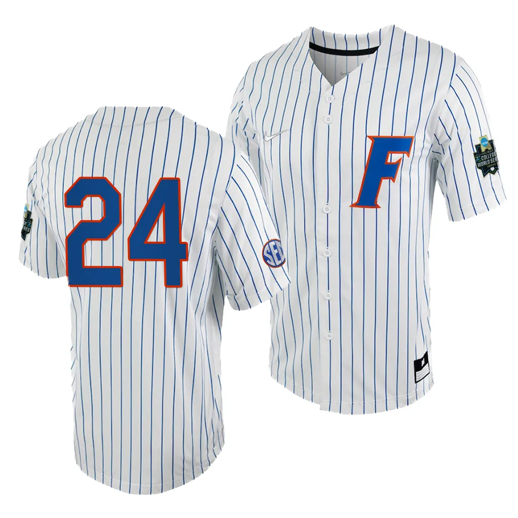 Josh Rivera Florida Gators #24 White Royal 2023 College World Series NCAA Jersey