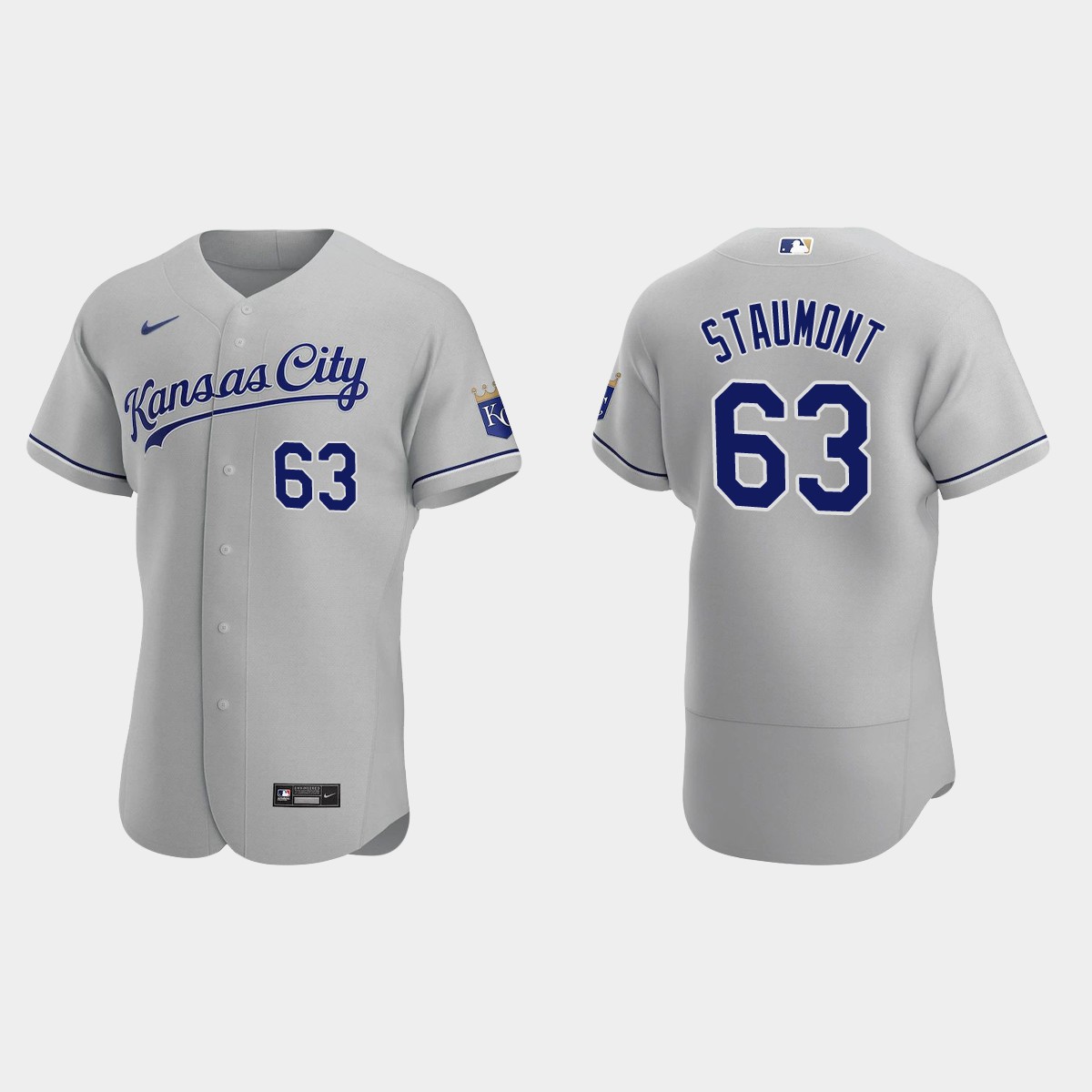 Josh Staumont #63 Kansas City Royals Road Jersey - Gray