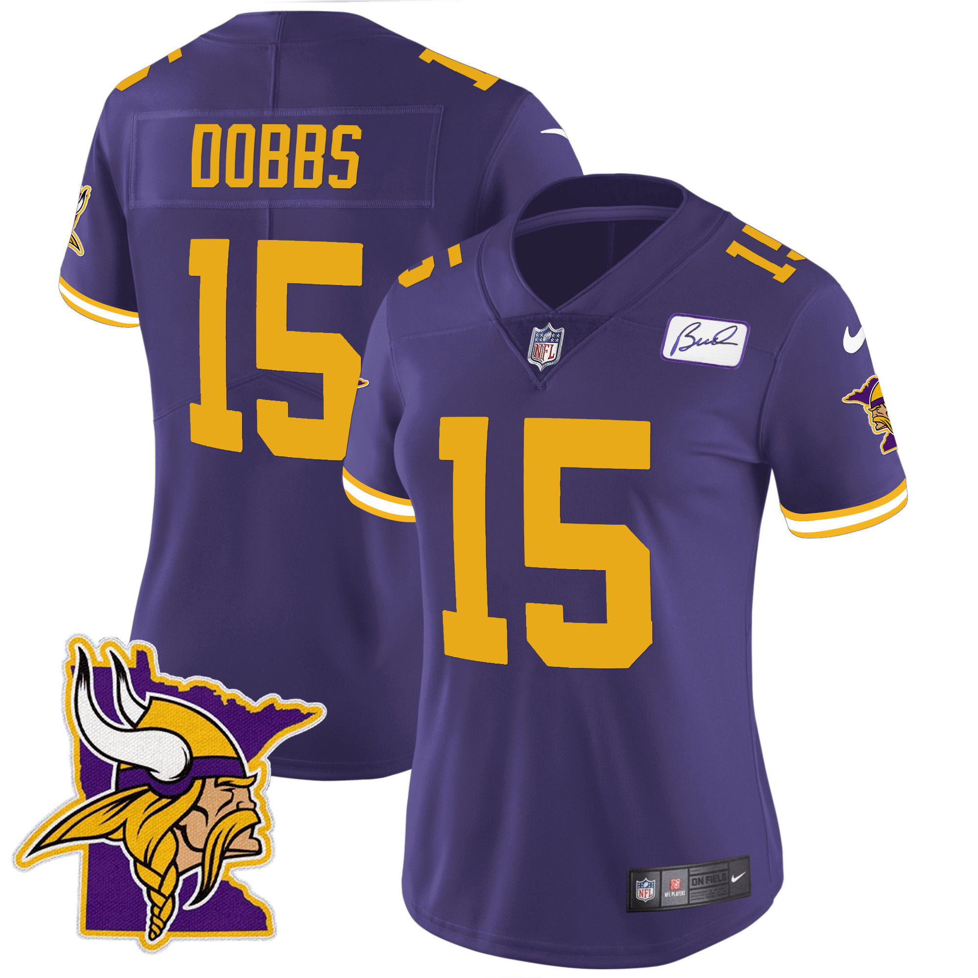 Joshua Dobbs Women's Minnesota Vikings Bud Grant Patch Classic Limited V5 Color Rush Jersey - All Stitched