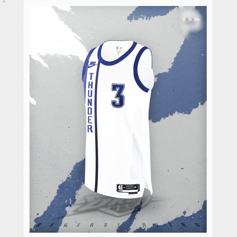 Joshua Giddey Oklahoma City Thunder White #3 Jersey NBA Reverse Retro