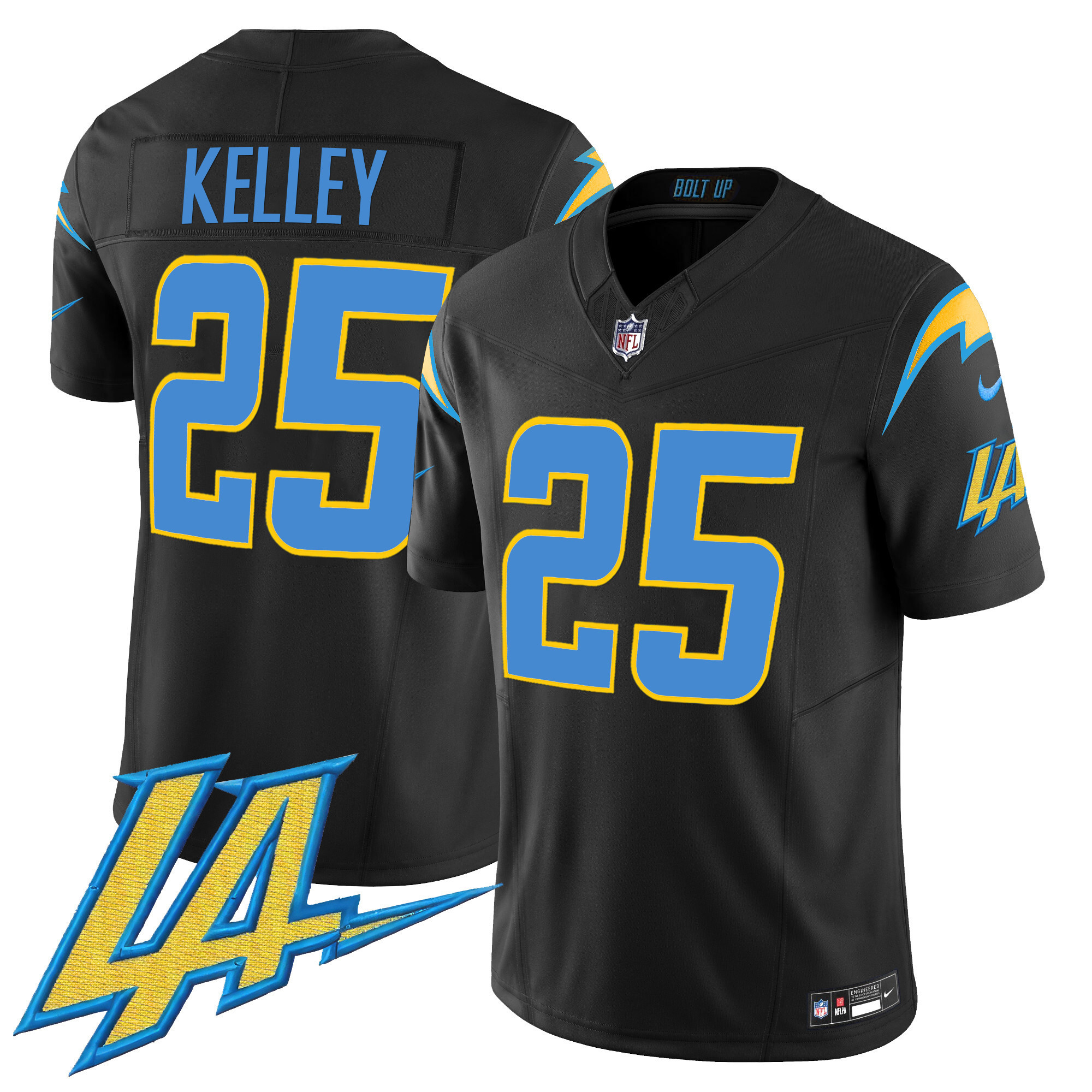 Joshua Kelley Men's Los Angeles Chargers Vapor Limited V2 Black Jersey - All Stitched