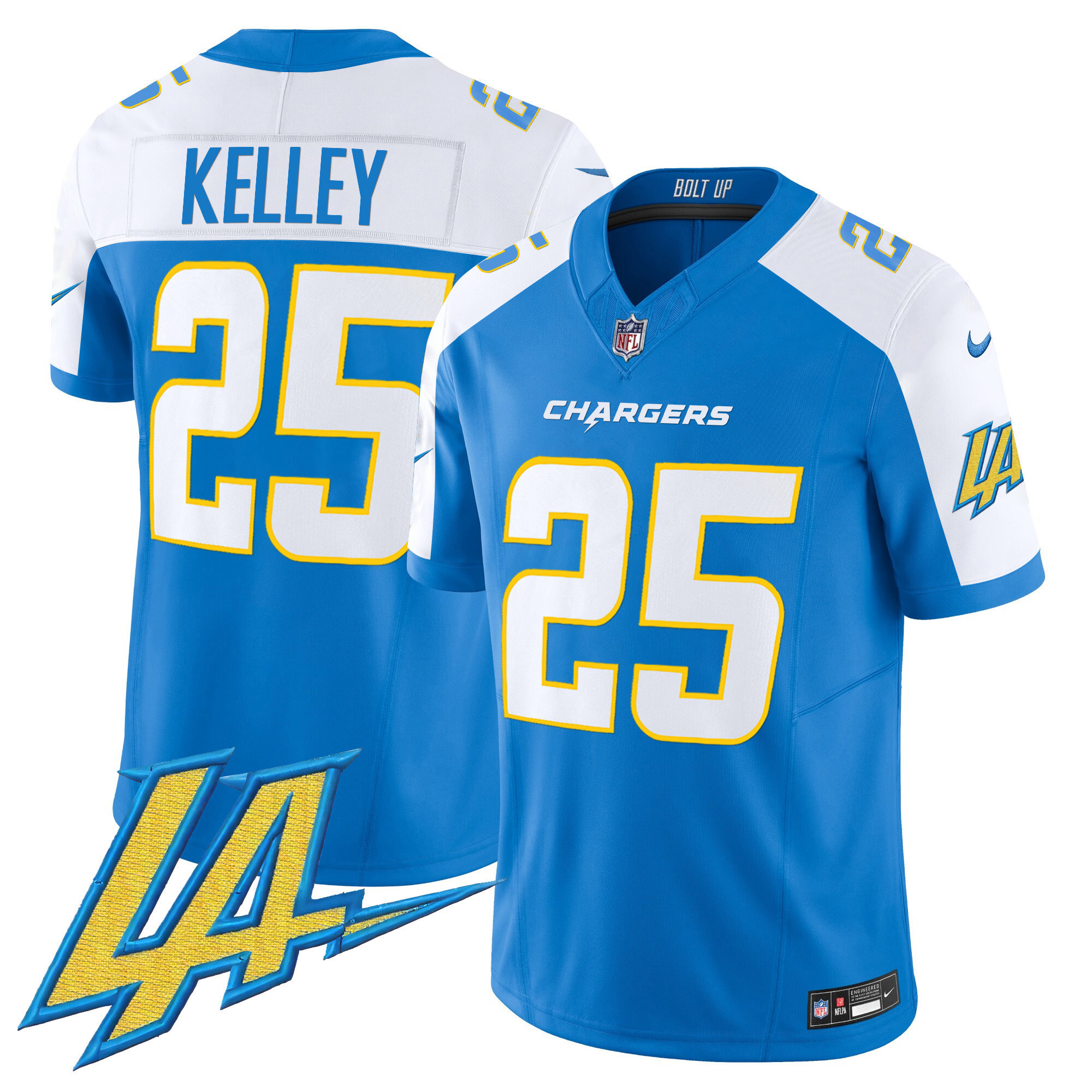 Joshua Kelley Men's Los Angeles Chargers Vapor Limited V2 Blue Alternate Jersey - All Stitched
