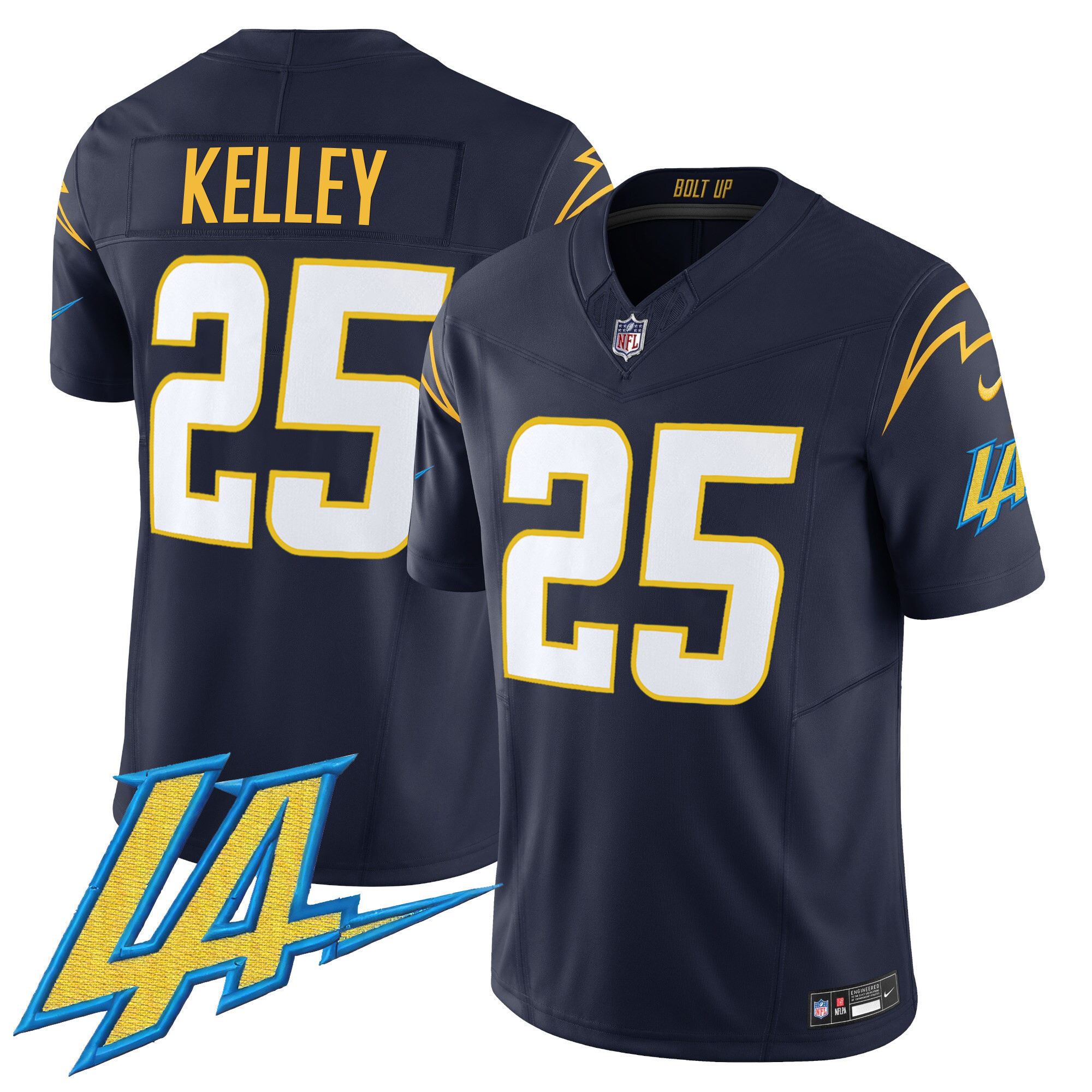 Joshua Kelley Men's Los Angeles Chargers Vapor Limited V2 Navy Jersey - All Stitched