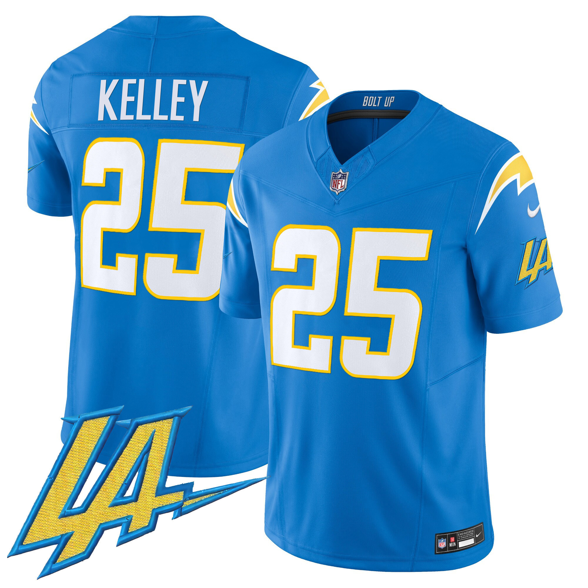 Joshua Kelley Men's Los Angeles Chargers Vapor Limited V2 Powder Blue Jersey - All Stitched