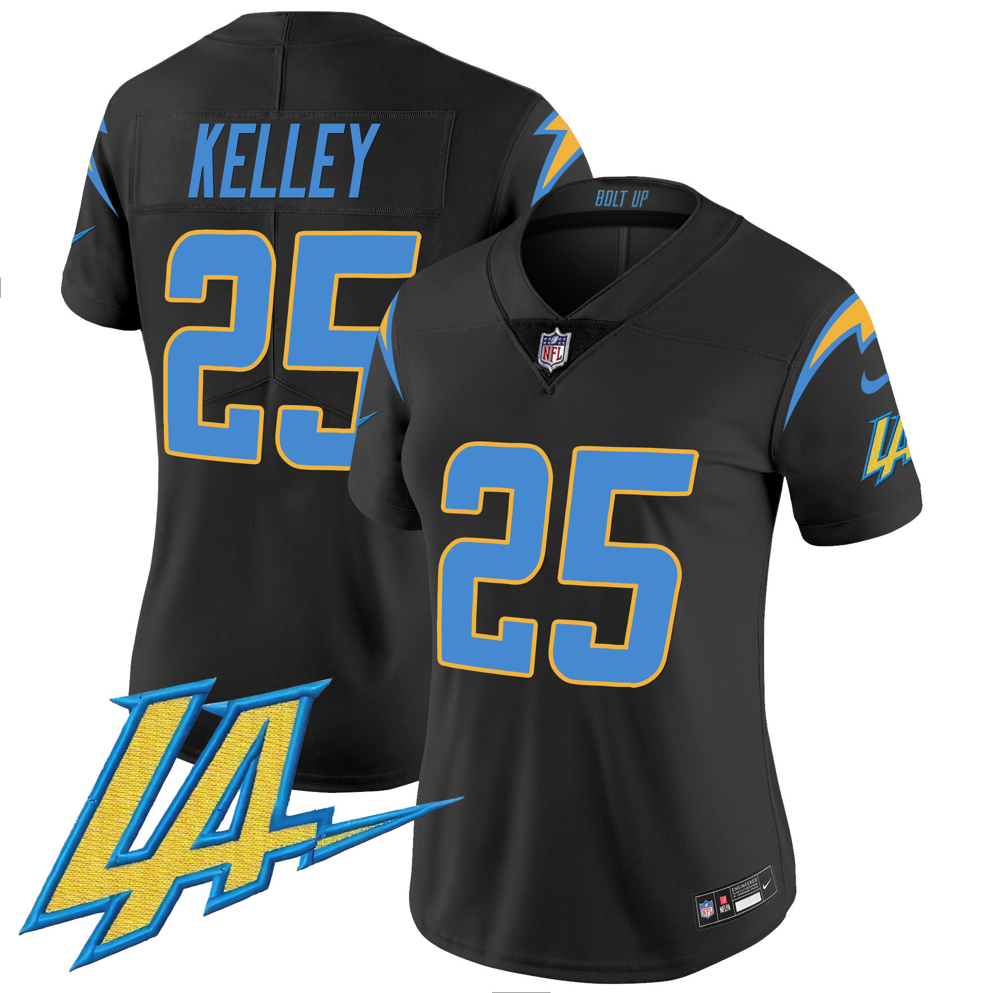 Joshua Kelley Women's Los Angeles Chargers Vapor Limited V2 Black Jersey - All Stitched