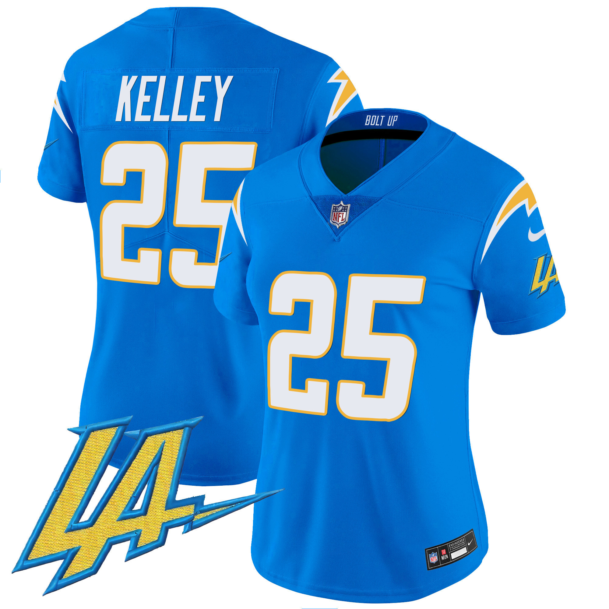 Joshua Kelley Women's Los Angeles Chargers Vapor Limited V2 Powder Blue Jersey - All Stitched