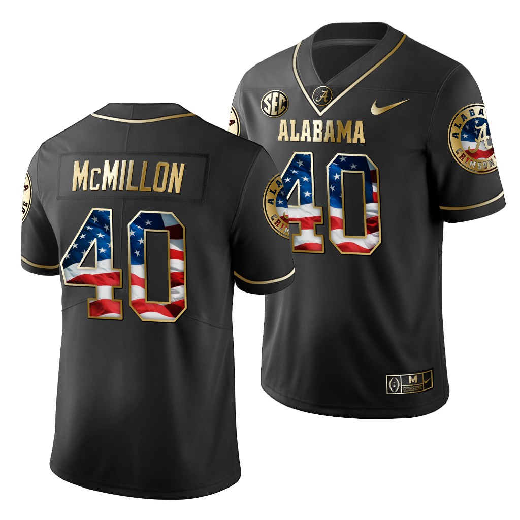 Joshua McMillon Alabama Crimson Tide Black 2019 Stars and Stripes Golden Limited Edition Jersey NCAA
