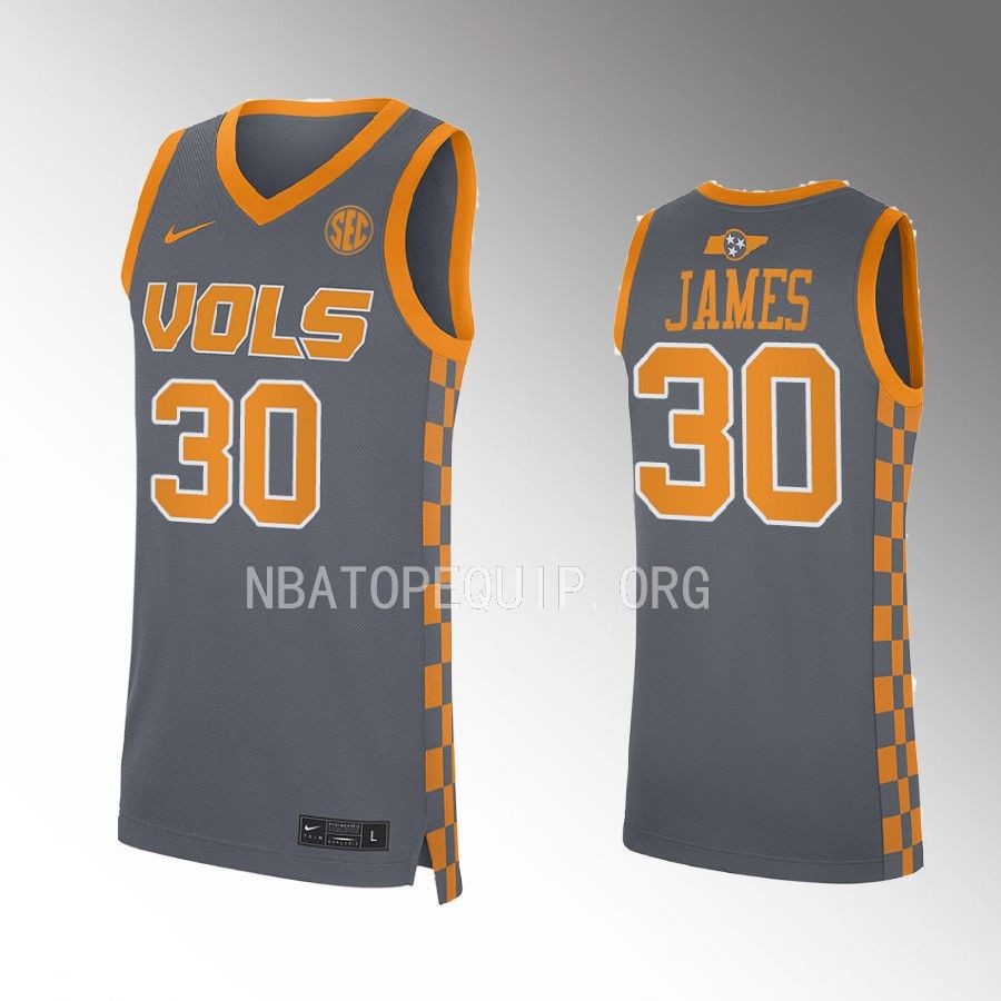 Josiah-Jordan James Tennessee Volunteers Grey Jersey 2022-23 NCAA