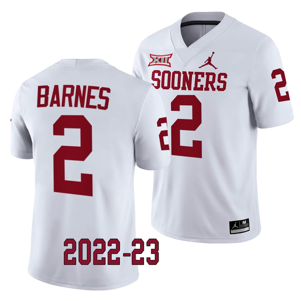Jovantae Barnes Oklahoma Sooners 2022-23 College  Game Jersey Men’s White #2 Uniform