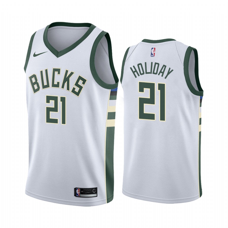 Jrue Holiday Milwaukee Bucks 2020-21 White Association Edition Jersey 2020 Trade
