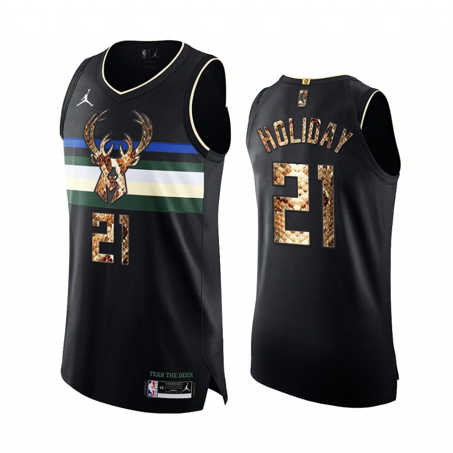 Jrue Holiday Milwaukee Bucks Black Python Skin Jersey 2021 Exclusive Edition