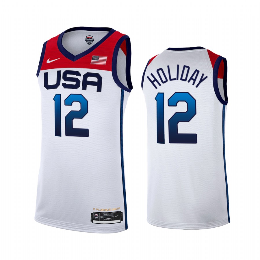 Jrue Holiday USA #12 White Tokyo Olympics 2021 Home Jersey