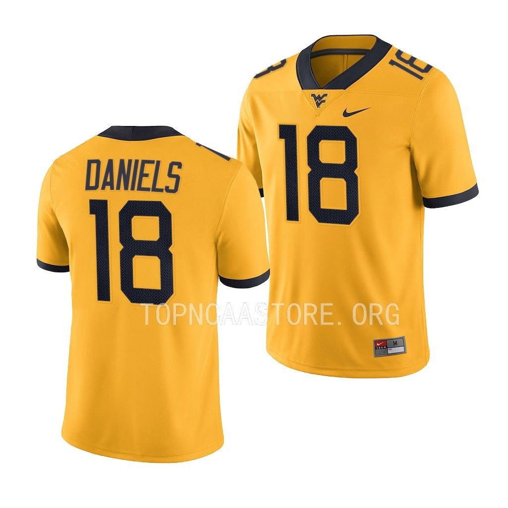 JT Daniels West Virginia Mountaineers Alternate Game #18 Jersey Men's Gold Uniform