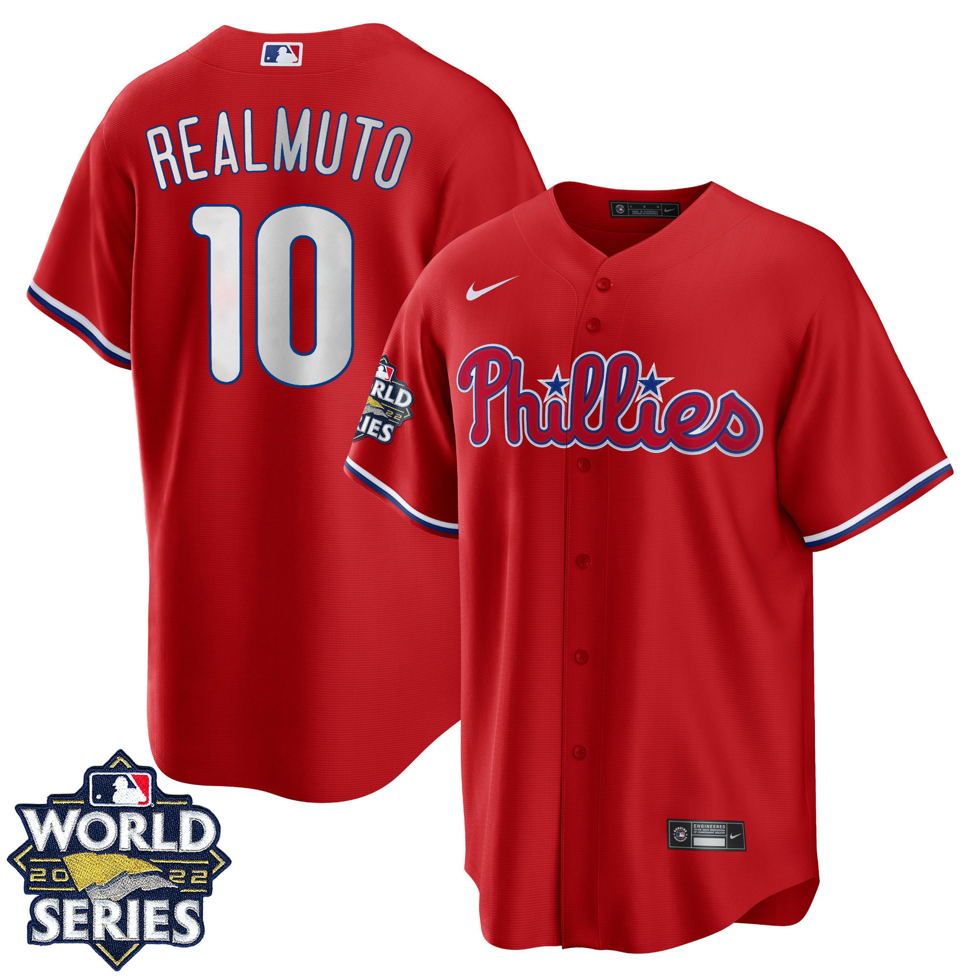 JT Realmuto Men's Philadelphia Phillies 2022 World Series Red Alternate Player Cool Base Jersey - All Stitched