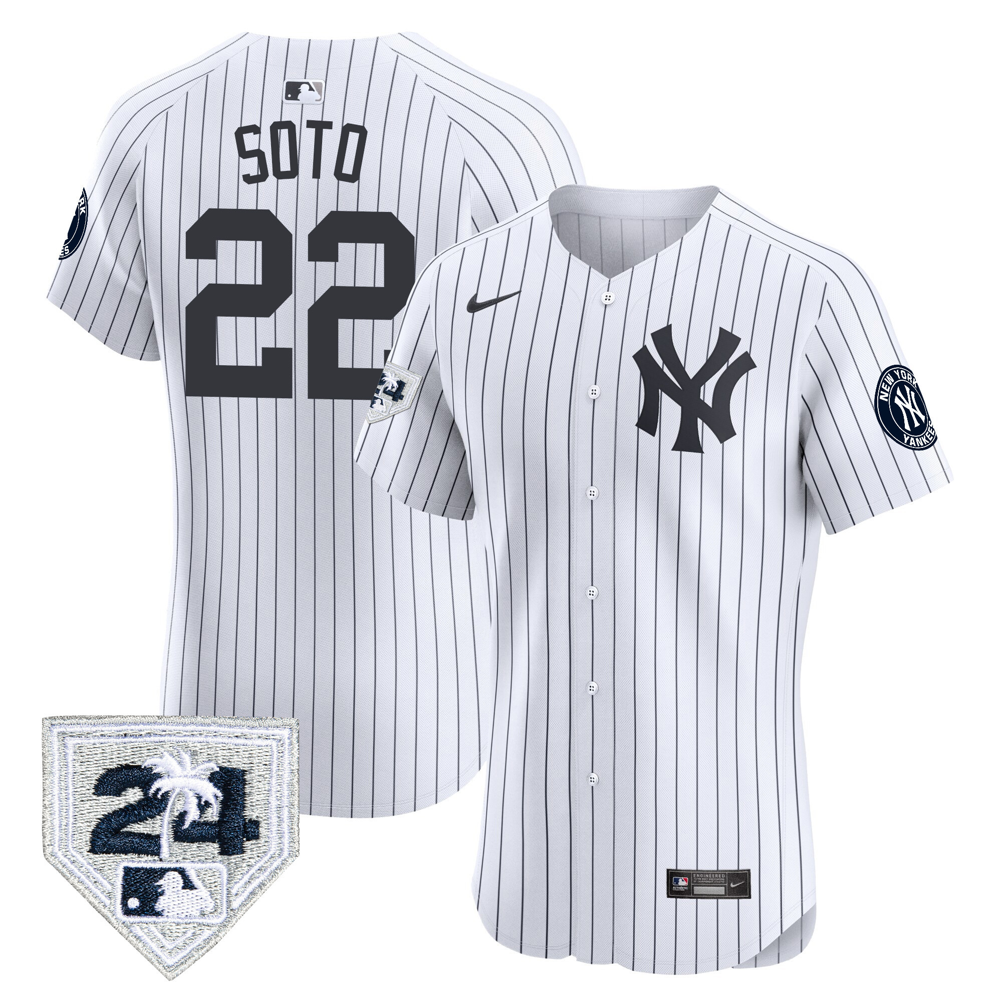 Juan Soto Men's New York Yankees 2024 Spring Training Patch Vapor Premier Elite V2 White Jersey - All Stitched