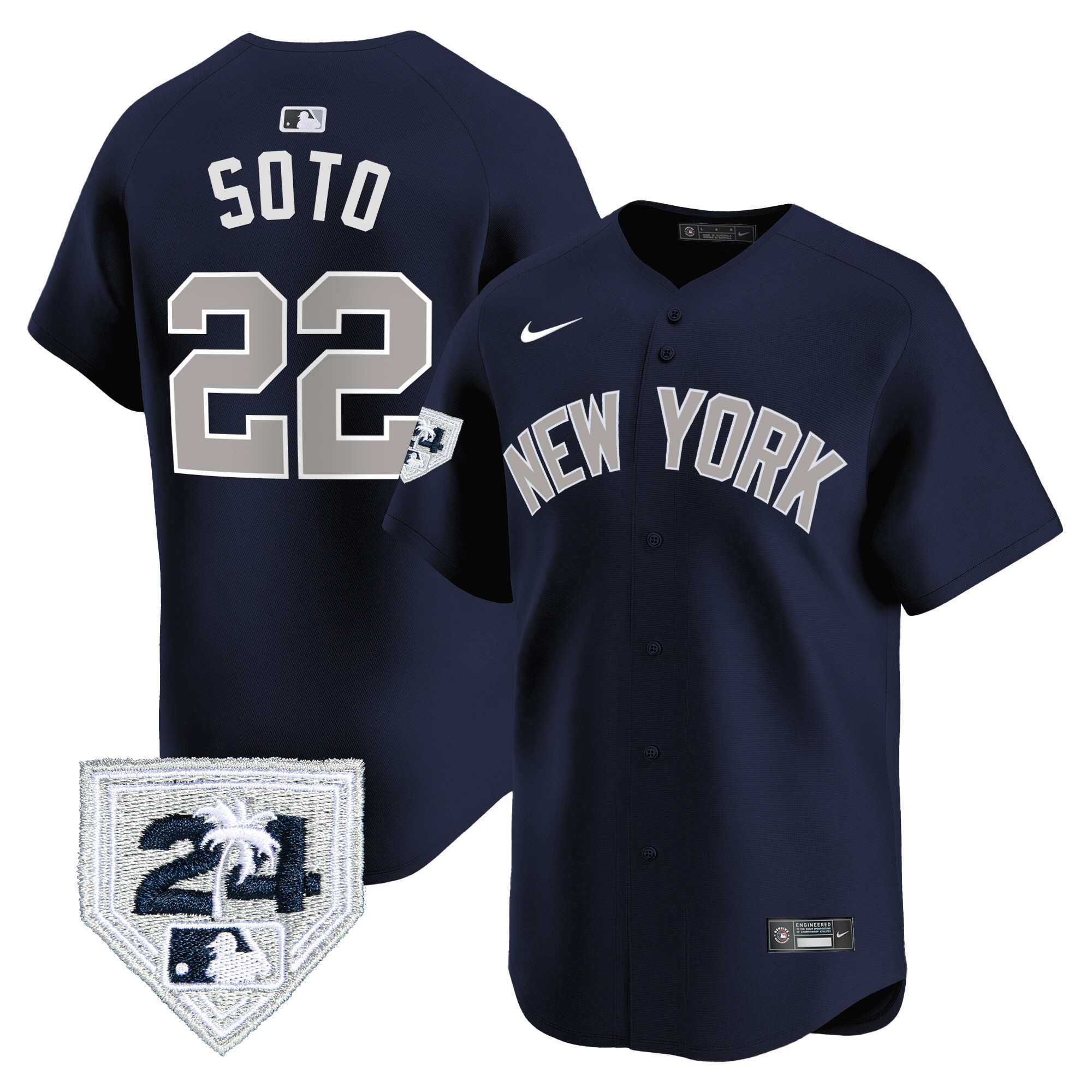 Juan Soto Men's New York Yankees 2024 Spring Training Patch Vapor Premier Limited Alternate Jersey - All Stitched