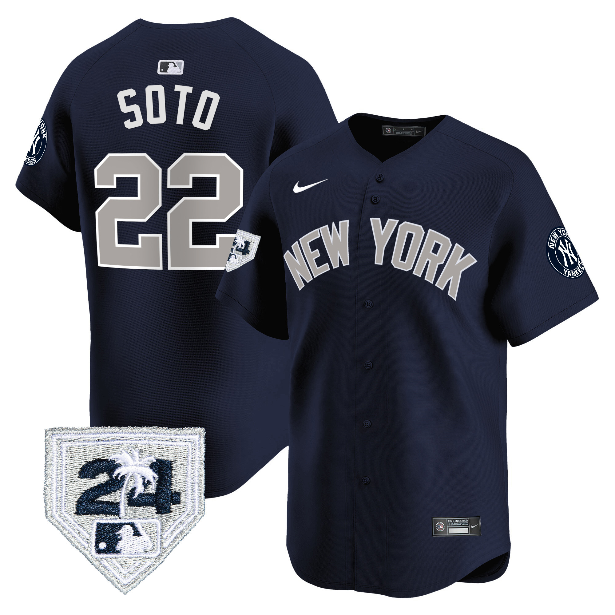 Juan Soto Men's New York Yankees 2024 Spring Training Patch Vapor Premier Limited V2 Alternate Jersey - All Stitched