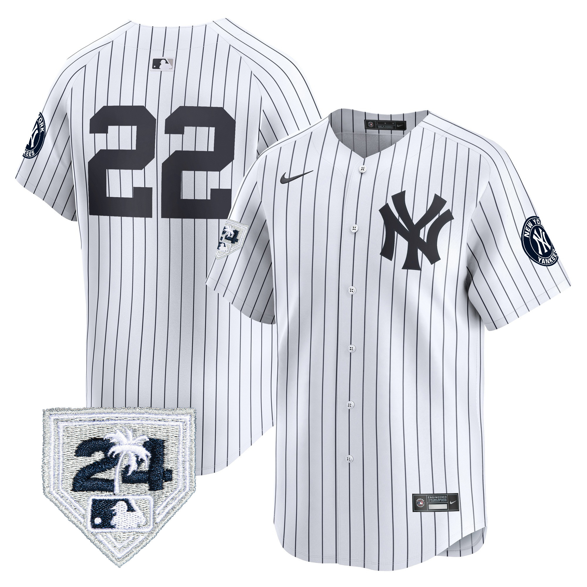 Juan Soto Men's New York Yankees 2024 Spring Training Patch Vapor Premier Limited V4 White Jersey - All Stitched