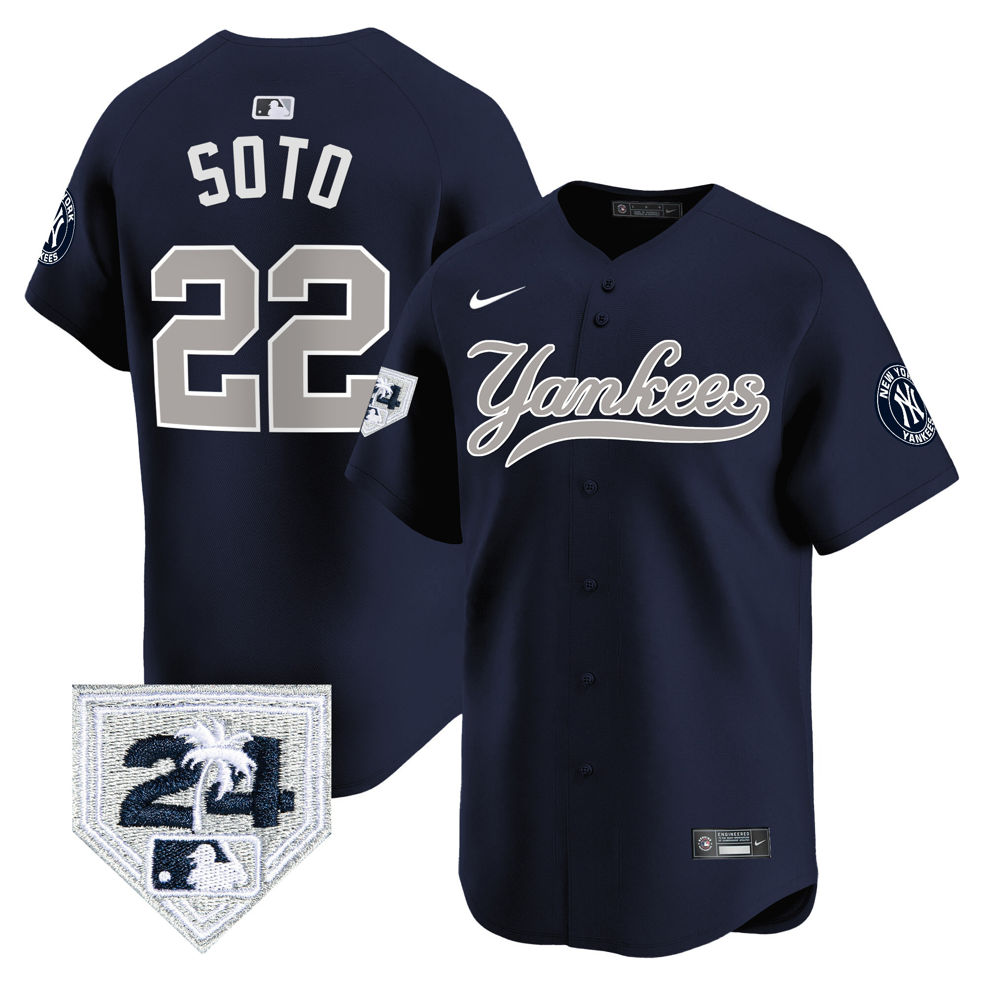 Juan Soto Men's New York Yankees 2024 Spring Training Patch Vapor Premier Limited V6 Alternate Jersey - All Stitched