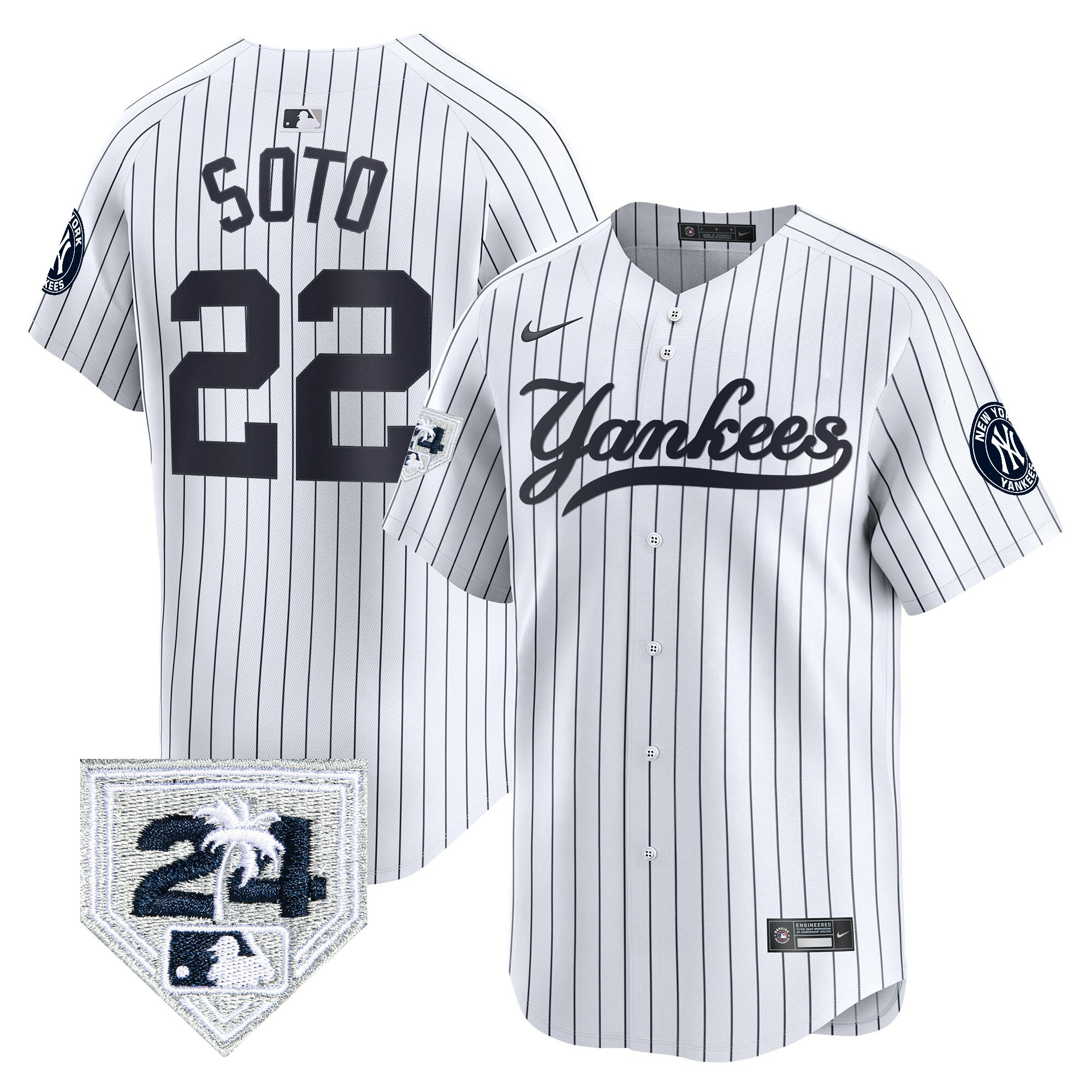 Juan Soto Men's New York Yankees 2024 Spring Training Patch Vapor Premier Limited V6 White Jersey - All Stitched
