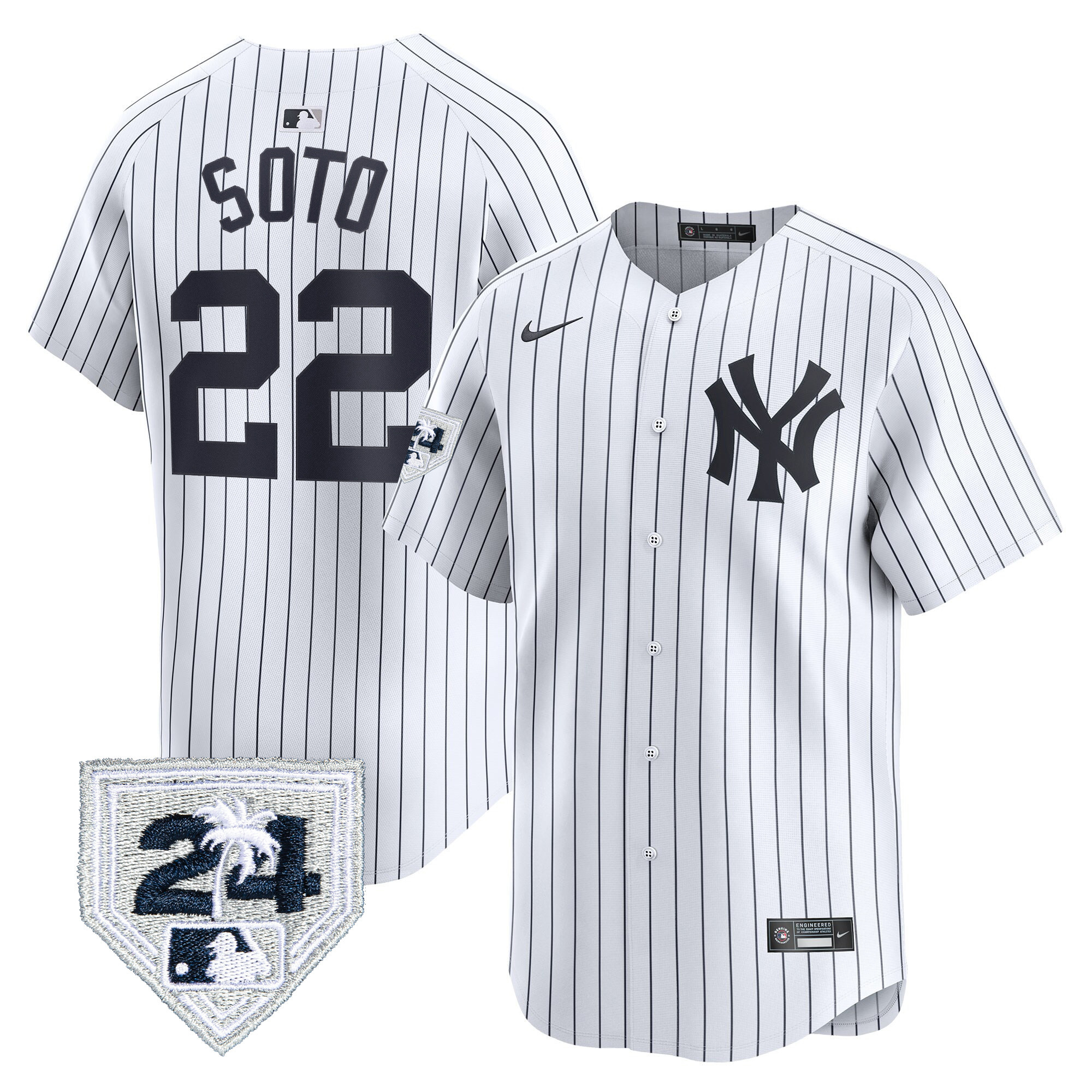 Juan Soto Men's New York Yankees 2024 Spring Training Patch Vapor Premier Limited White Jersey - All Stitched