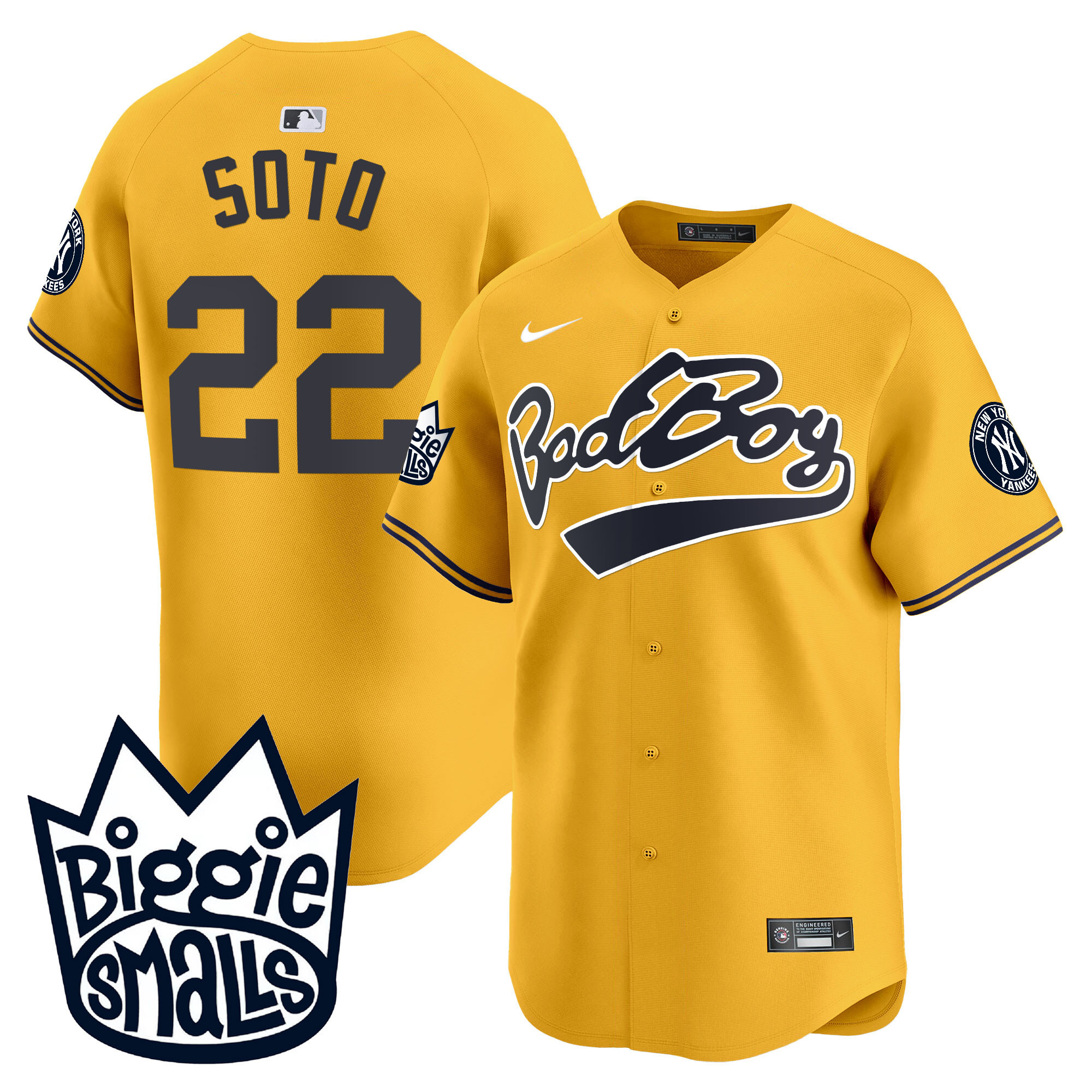 Juan Soto Men's New York Yankees Biggie Smalls Vapor Premier Limited Gold Jersey - All Stitched