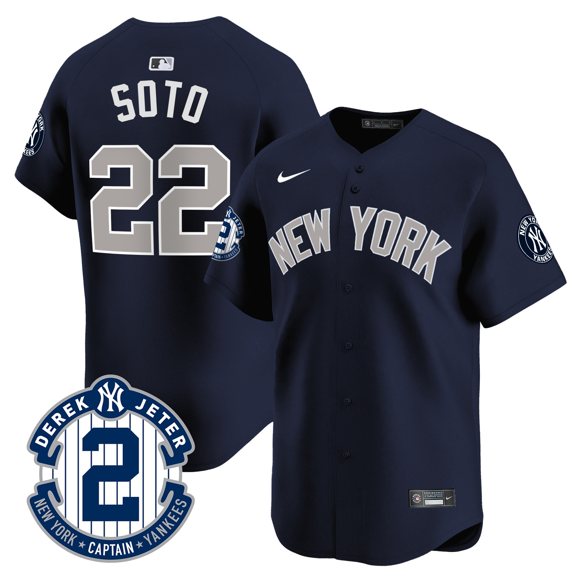 Juan Soto Men's New York Yankees Derek Jeter Patch Vapor Premier Limited Alternate Jersey - All Stitched