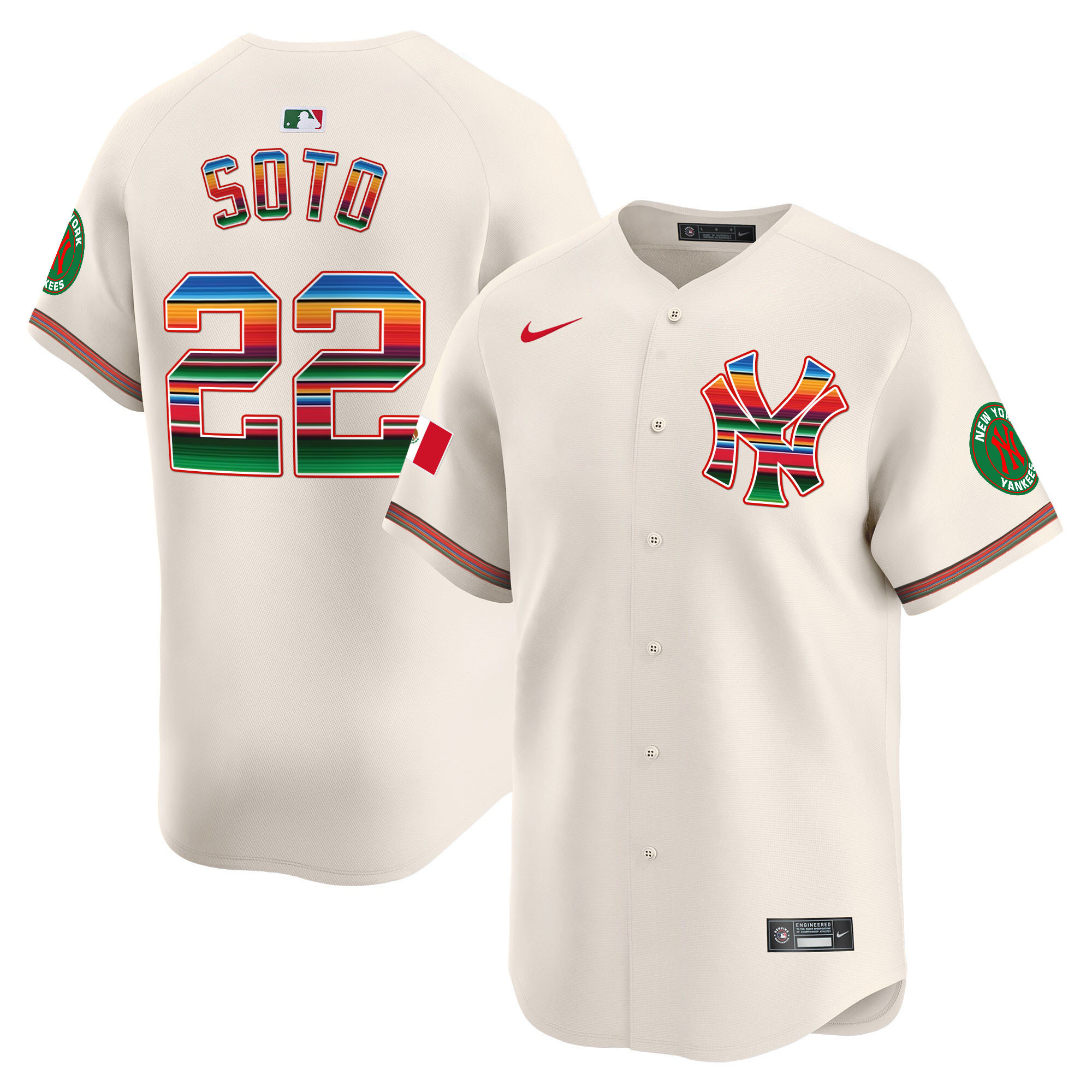 Juan Soto Men's New York Yankees Mexico Vapor Premier Limited Cream Jersey - All Stitched