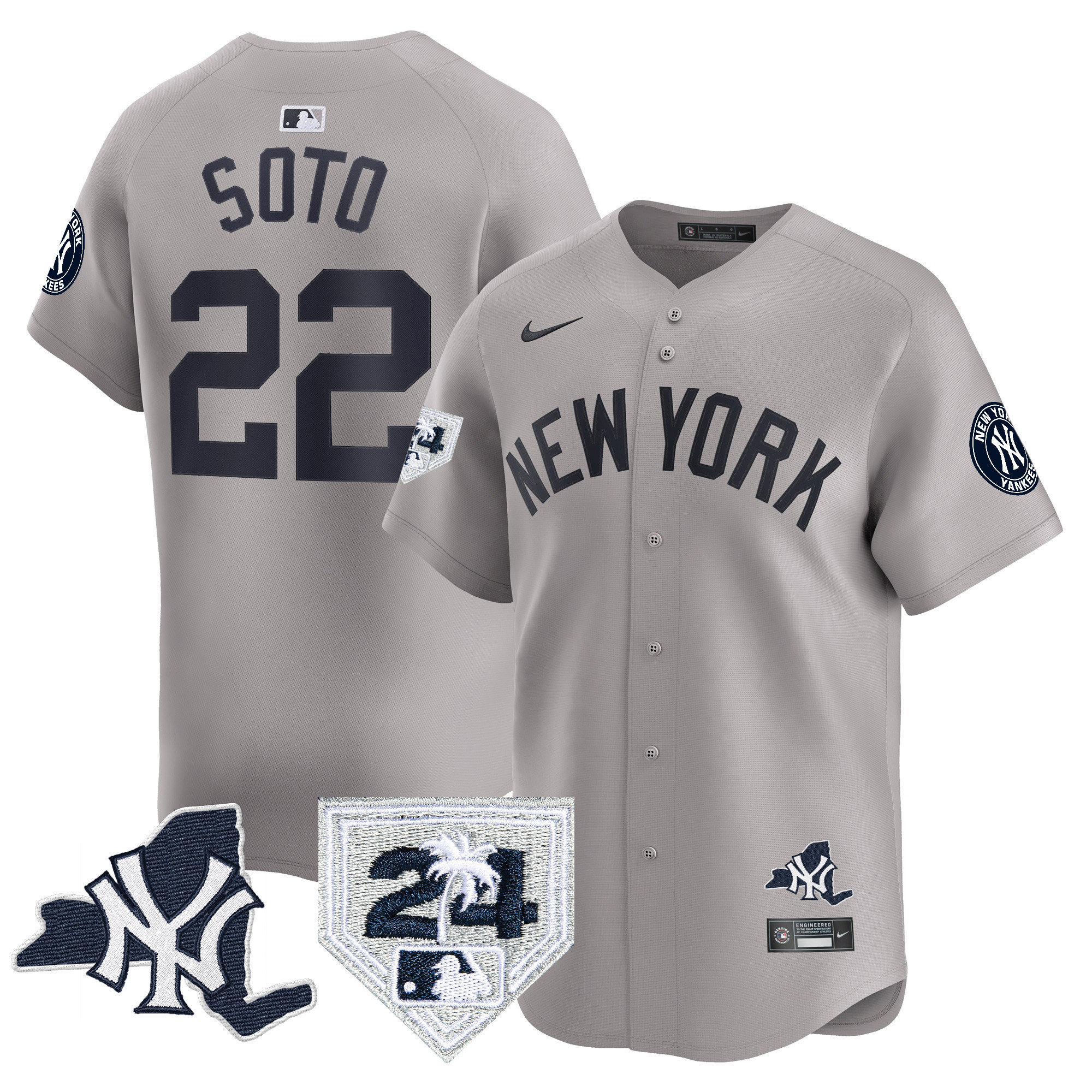 Juan Soto Men's New York Yankees Vapor Premier Limited - New York Patch Gray Jersey - All Stitched
