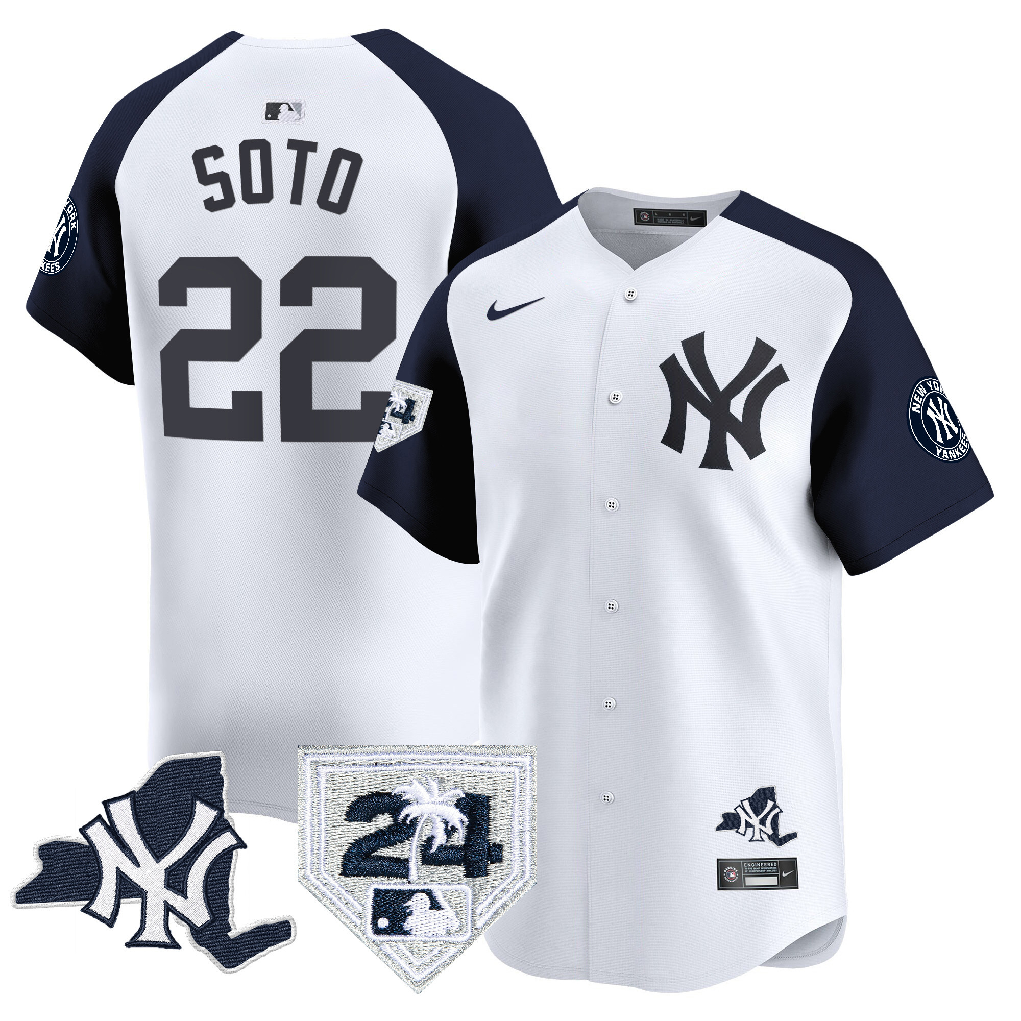 Juan Soto Men's New York Yankees Vapor Premier Limited - New York Patch White Alternate Jersey - All Stitched