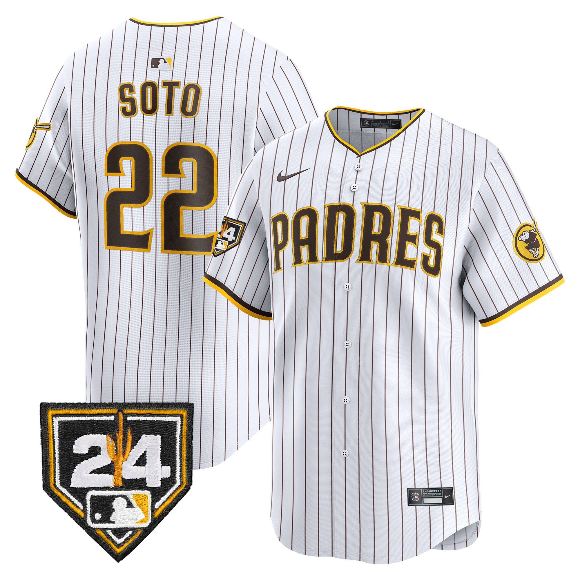 Juan Soto Men's San Diego Padres 2024 Spring Training Patch Vapor Premier Limited White Jersey - All Stitched