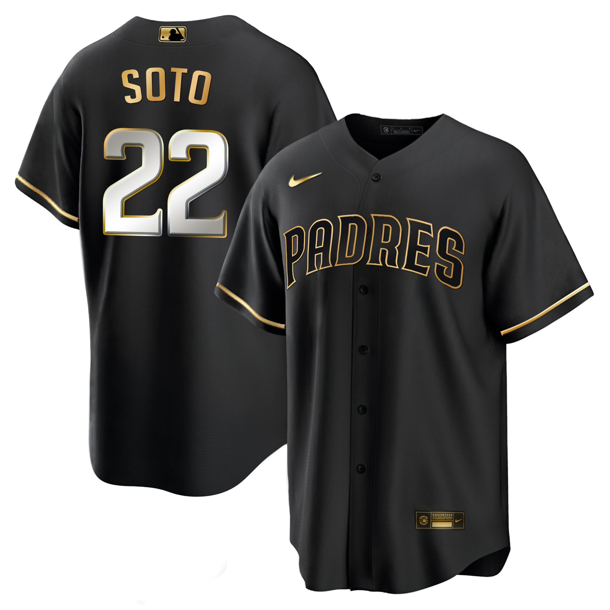 Juan Soto Men's San Diego Padres Black Limited & Gold Cool Black Limited Jersey - All Stitched