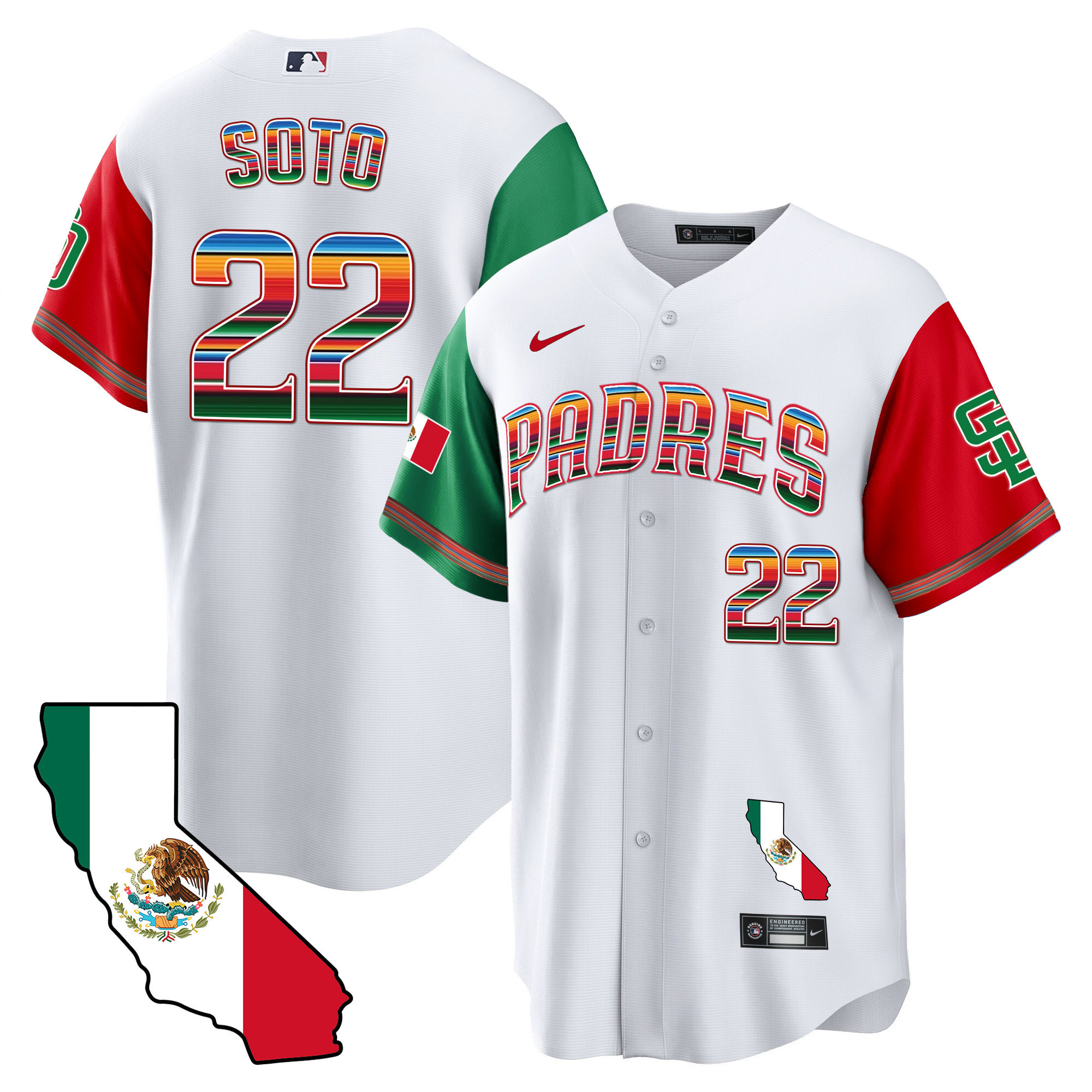 Juan Soto Men's San Diego Padres California Map Cool Base Color Sleeves Jersey - All Stitched