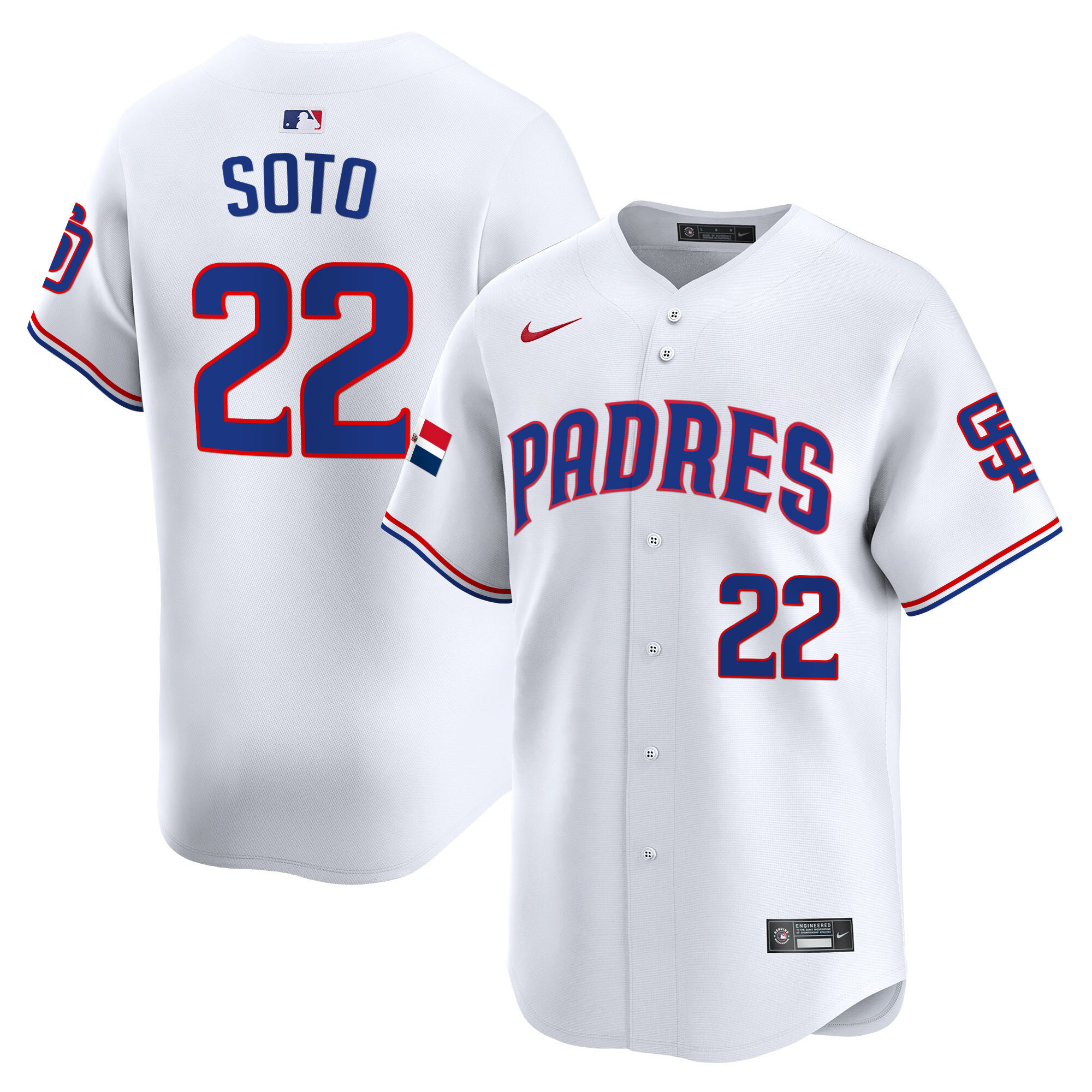 Juan Soto Men's San Diego Padres Dominican Republic Vapor Premier Limited White Jersey - All Stitched