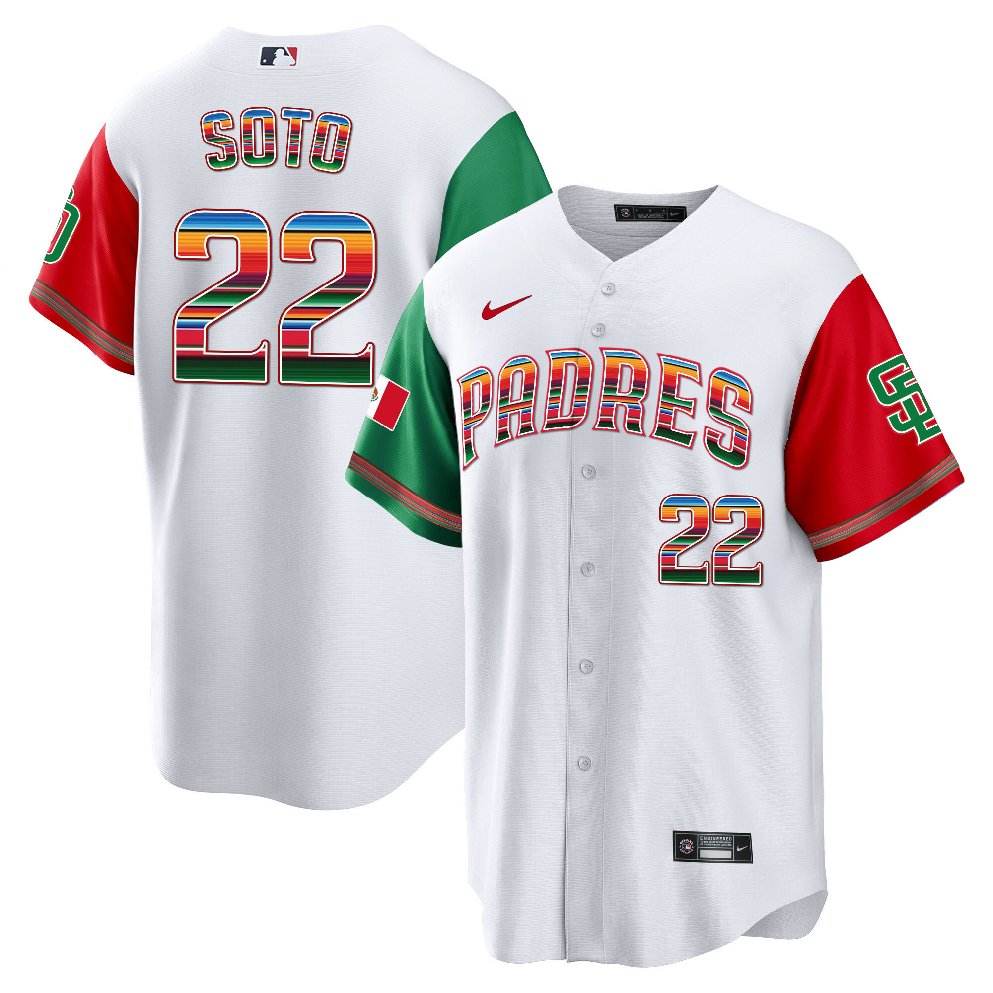 Juan Soto Men's San Diego Padres Mexico Cool Base Limited Color Sleeves Jersey - All Stitched