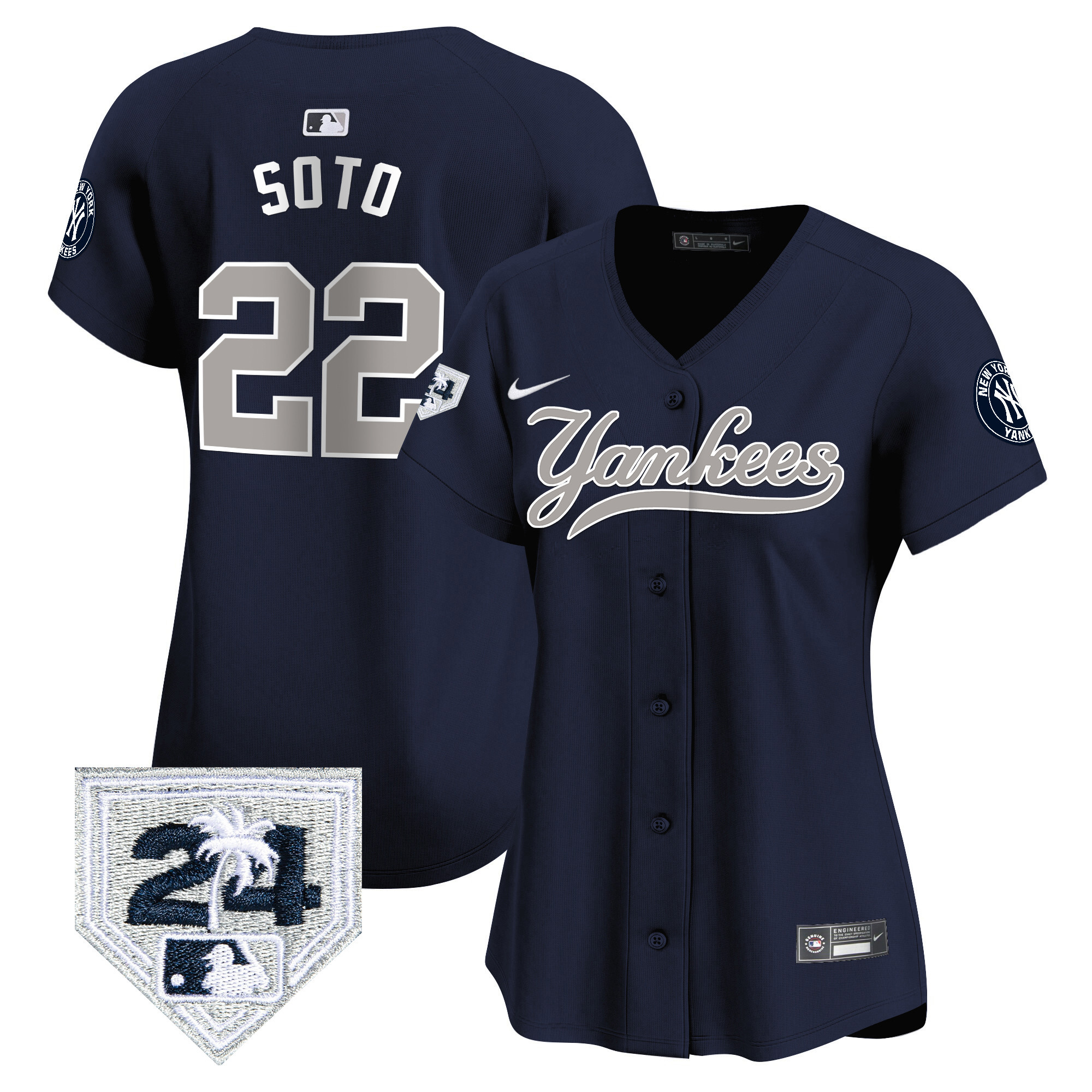 Juan Soto Women's New York Yankees 2024 Spring Training Patch Vapor Premier Limited V6 Alternate Jersey - All Stitched