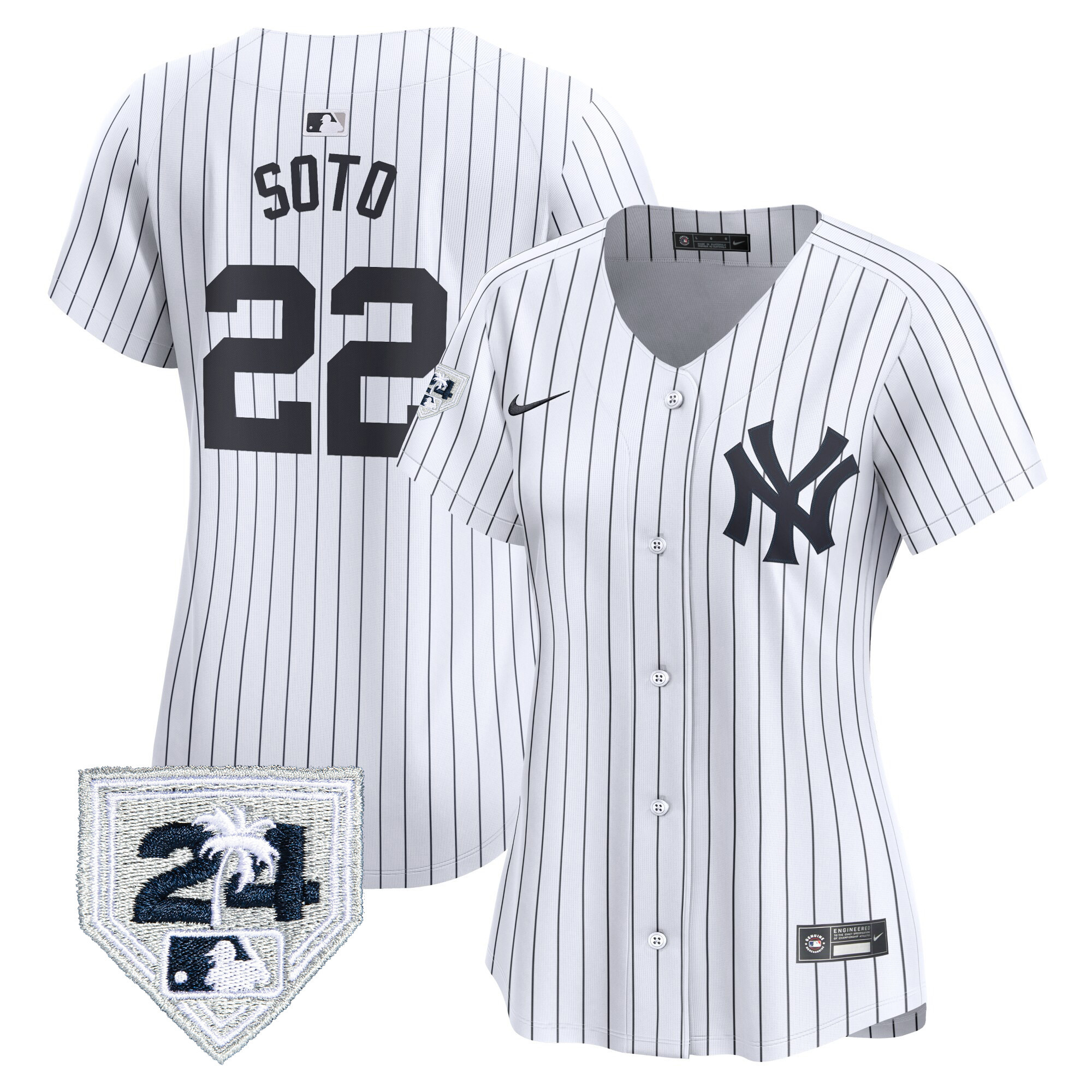 Juan Soto Women's New York Yankees 2024 Spring Training Patch Vapor Premier Limited White Jersey - All Stitched
