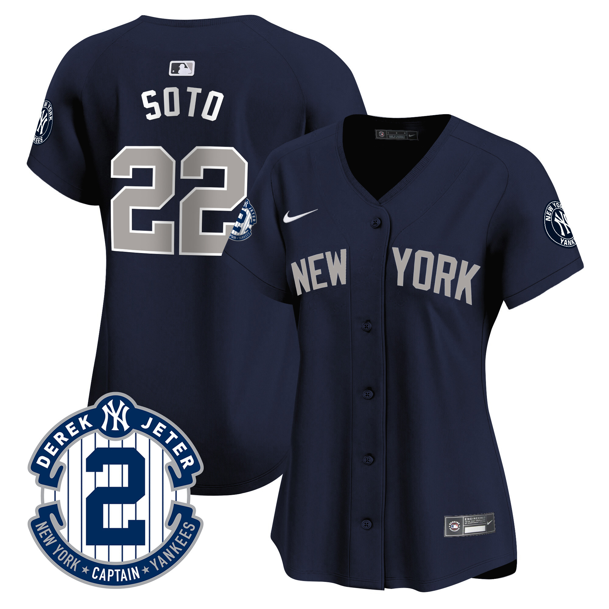 Juan Soto Women's New York Yankees Derek Jeter Patch Vapor Premier Limited Alternate Jersey - All Stitched