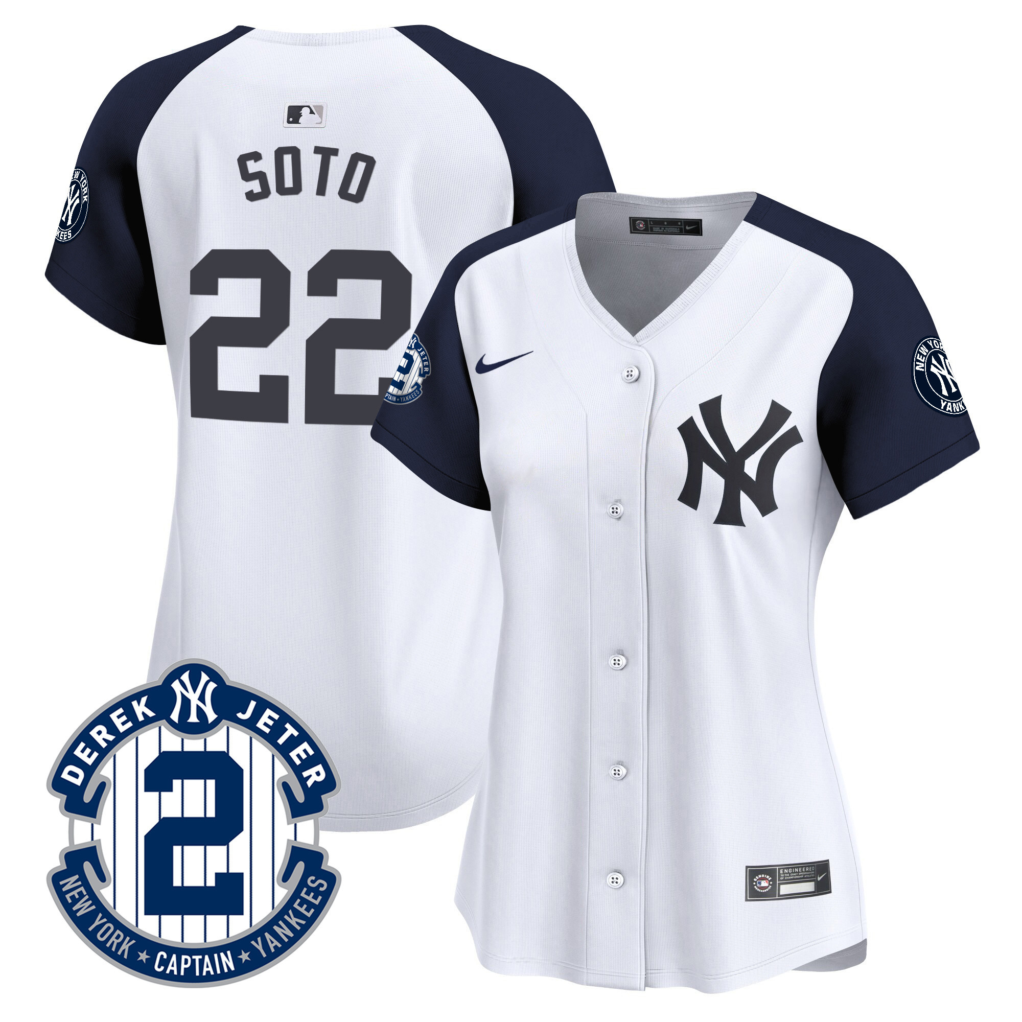 Juan Soto Women's New York Yankees Derek Jeter Patch Vapor Premier Limited White  Alternate Jersey - All Stitched