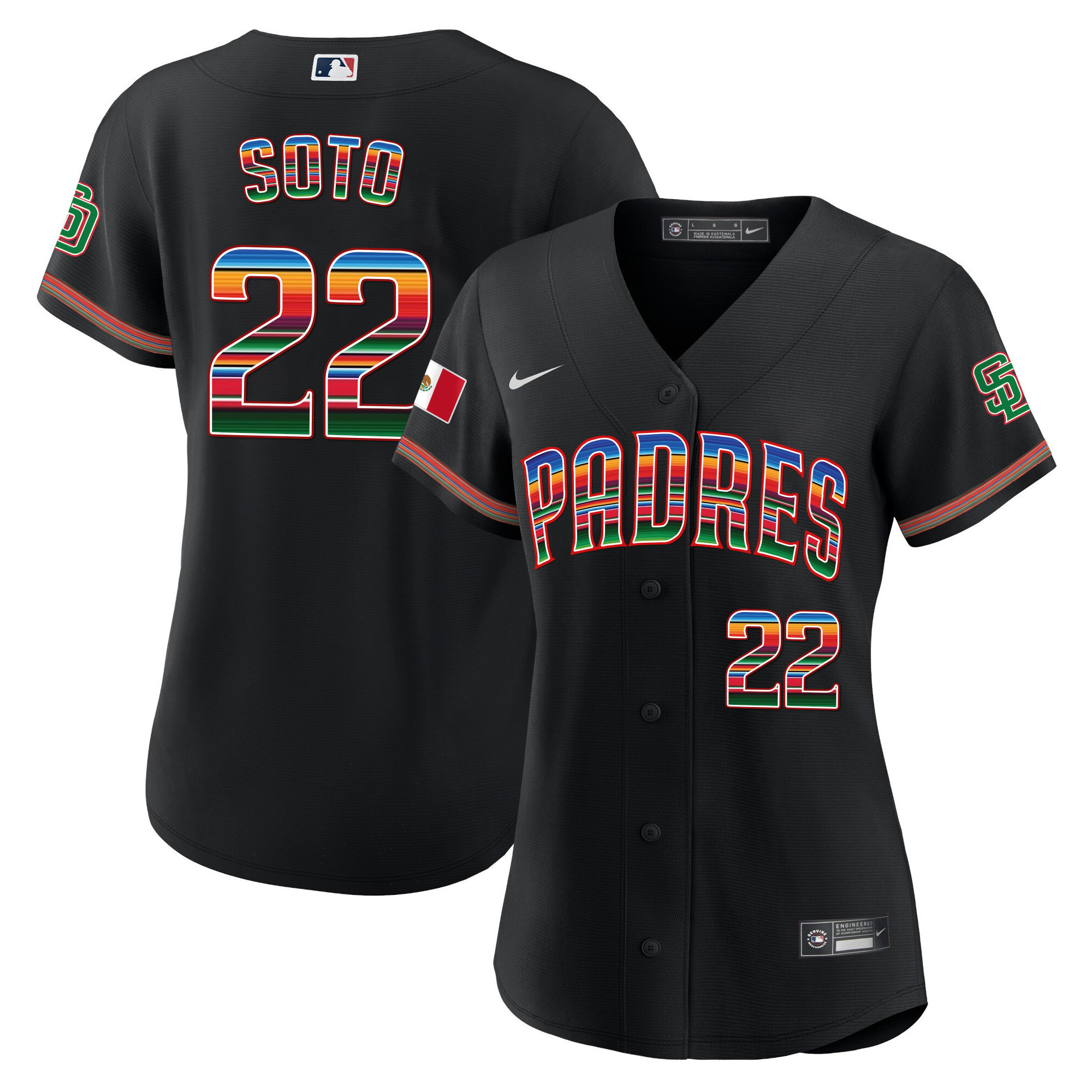 Juan Soto Women's San Diego Padres Mexico Cool Base Limited Black Jersey - All Stitched