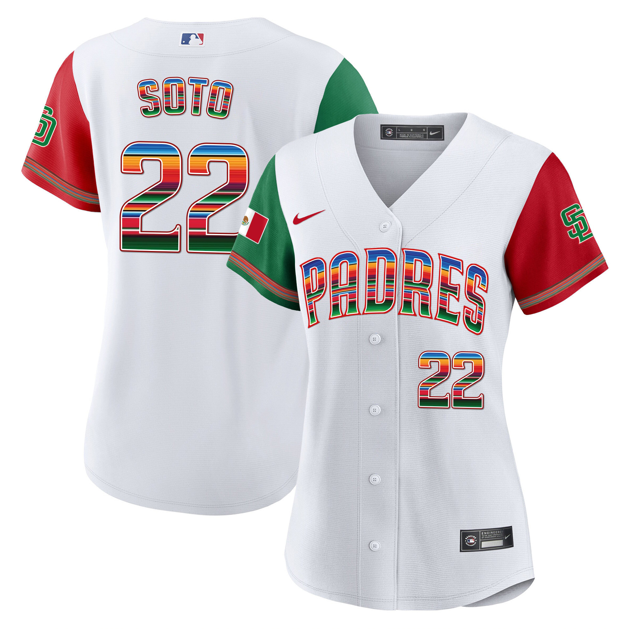 Juan Soto Women's San Diego Padres Mexico Cool Base Limited Color Sleeves Jersey - All Stitched
