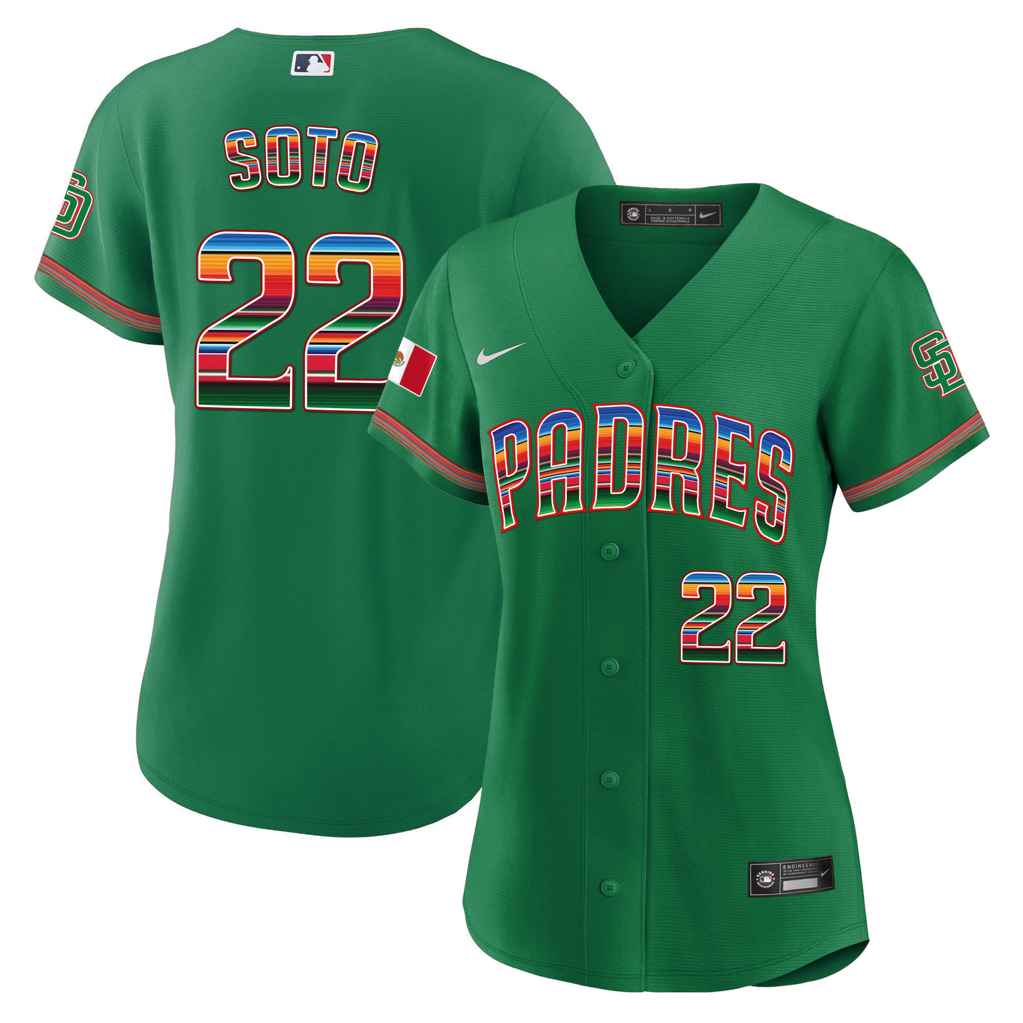 Juan Soto Women's San Diego Padres Mexico Cool Base Limited Green Jersey - All Stitched