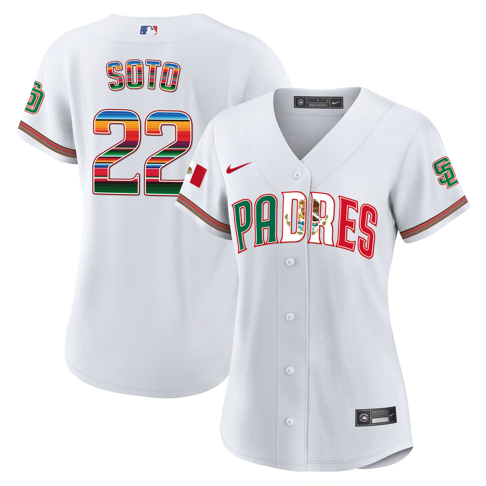 Juan Soto Women's San Diego Padres Mexico Cool Base Limited V2 White Jersey - All Stitched