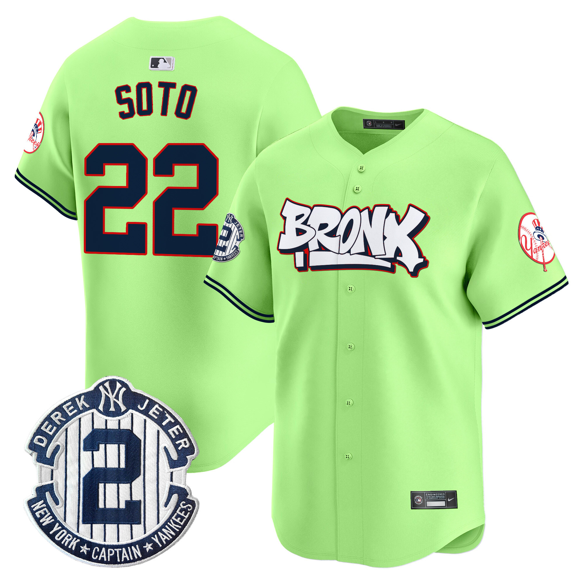 Juan SotoUnisex New York Yankees The Bronx Graffiti Vapor Premier Limited Green Jersey V4 - All Stitched