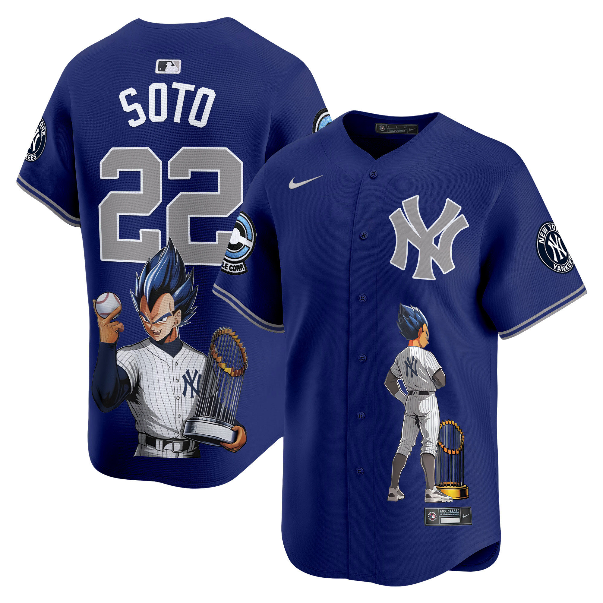 Juan SotoUnisex New York Yankees Vegeta Dragon Ball Vapor Premier Limited Royal Jersey - Printed
