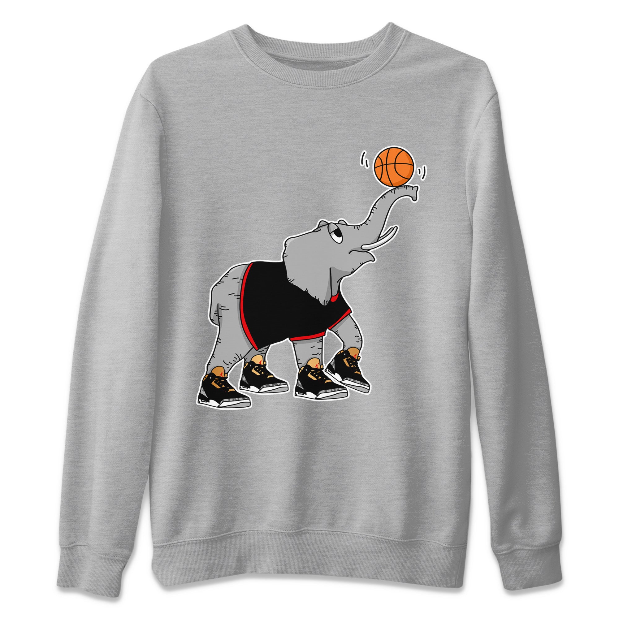 Juggling Elephant Unisex Sweater – Air Jordan 3 Black Gold, Sneakers Matching Sweater