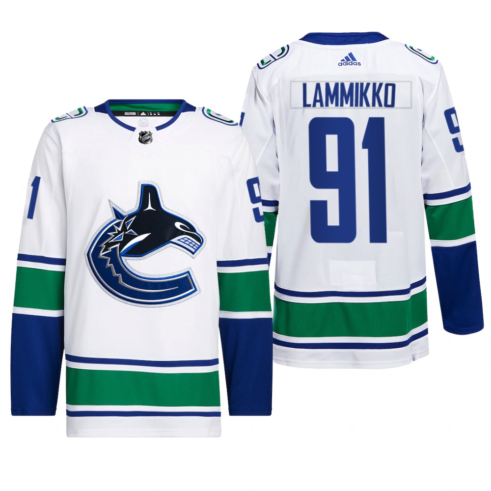 Juho Lammikko Vancouver Canucks Away Jersey 2022 White #91 Primegreen Pro Uniform